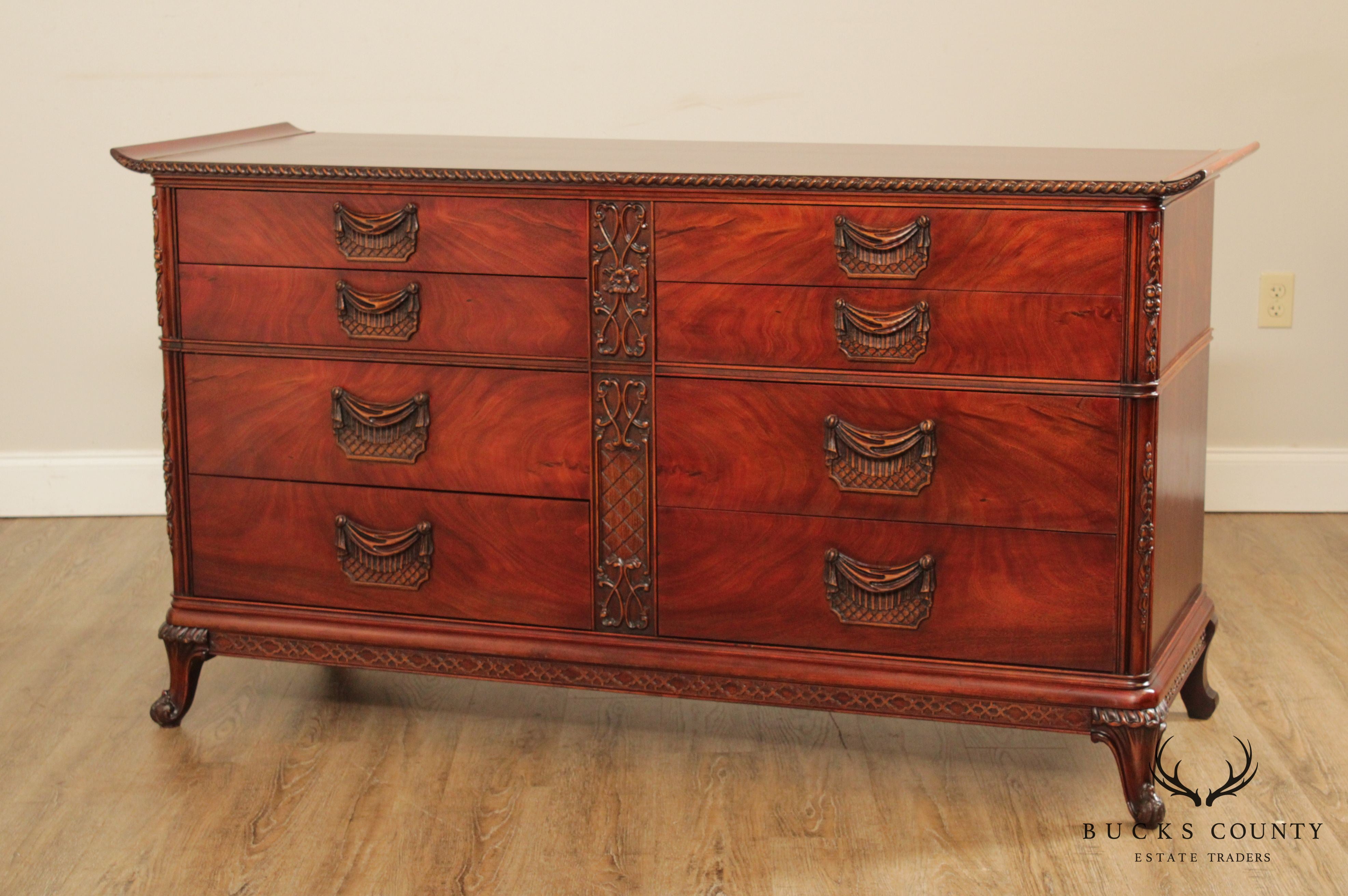 Williamsport Furniture Vintage Mahogany Carved Long Dresser