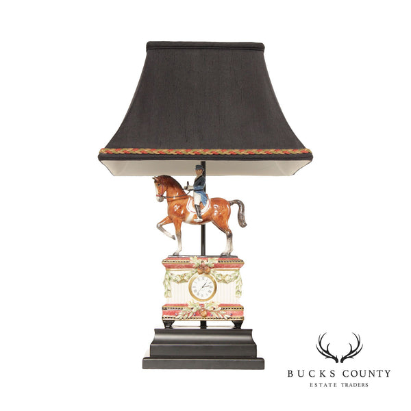 Frederick Cooper Equestrian Porcelain Clock Table Lamp