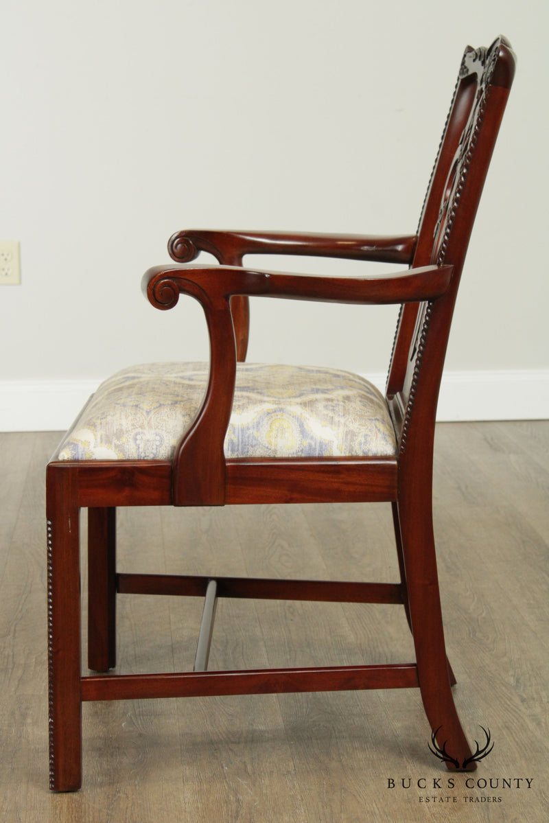 Maitland Smith Chippendale Style Pair Mahogany Armchairs