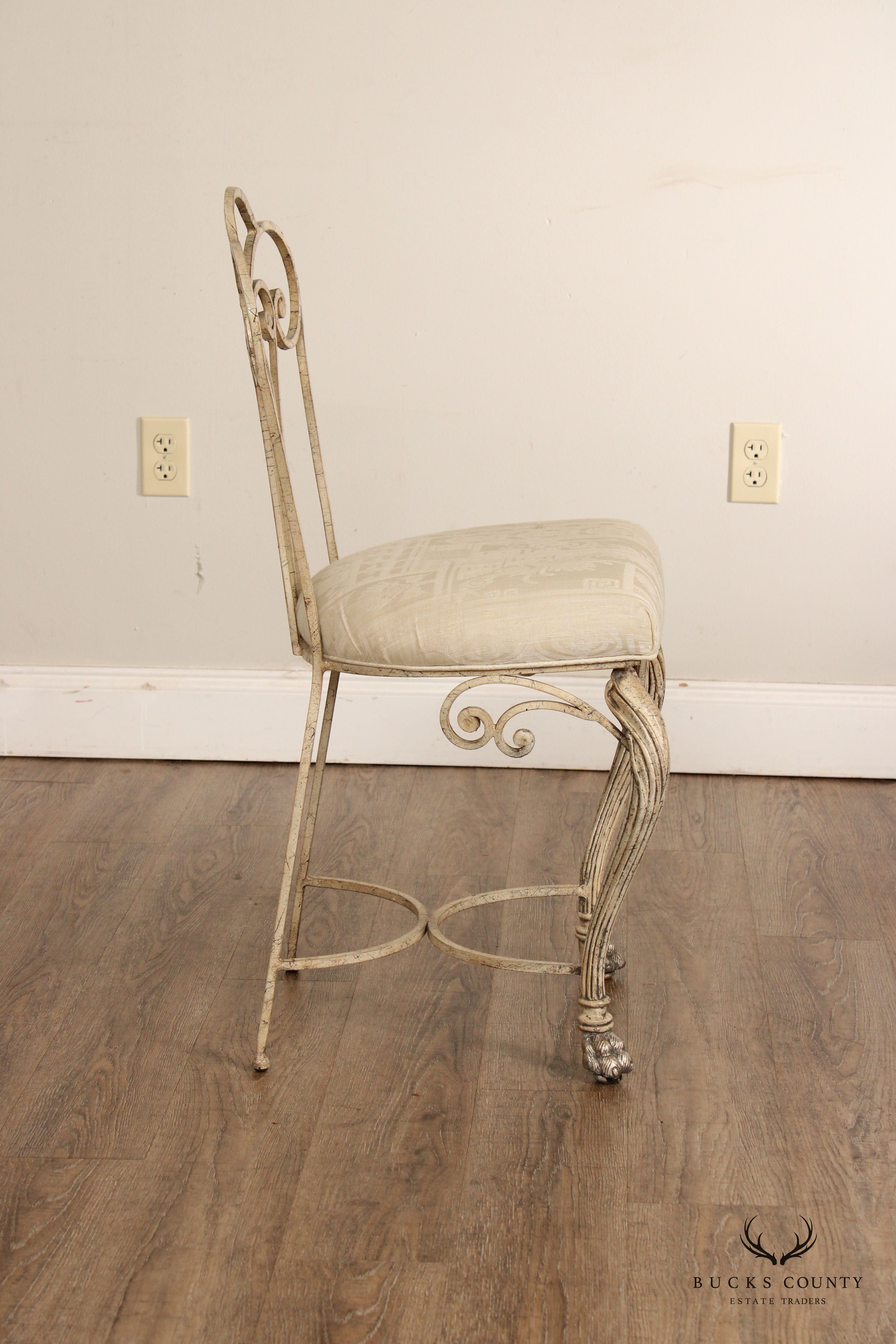 French Style Painted Wrought Iron Side Chair