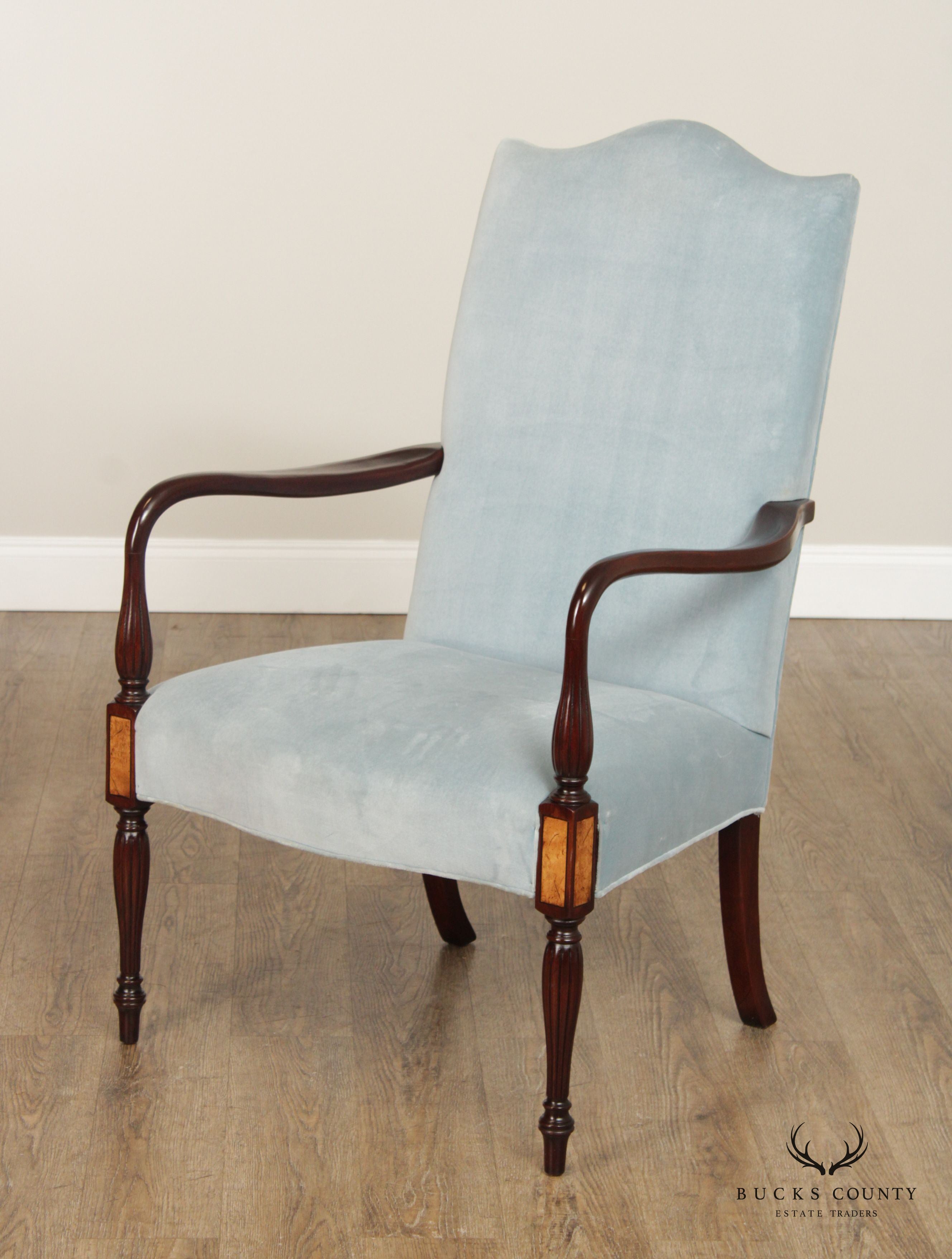 Hickory Chair Federal Style Inlaid Mahogany Lolling Armchair