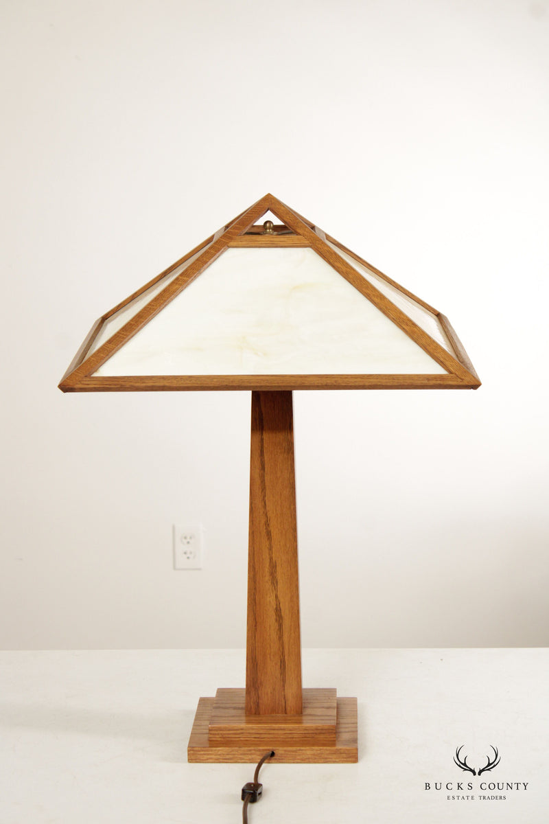 John Haight Studios Arts & Crafts Oak Table Lamp