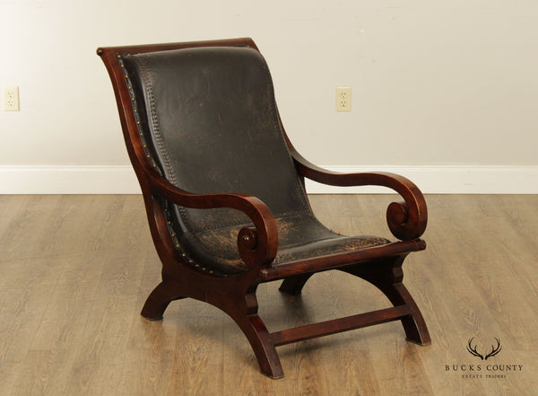 Quality Hardwood And Leather Plantation Campeche Lounge Chair