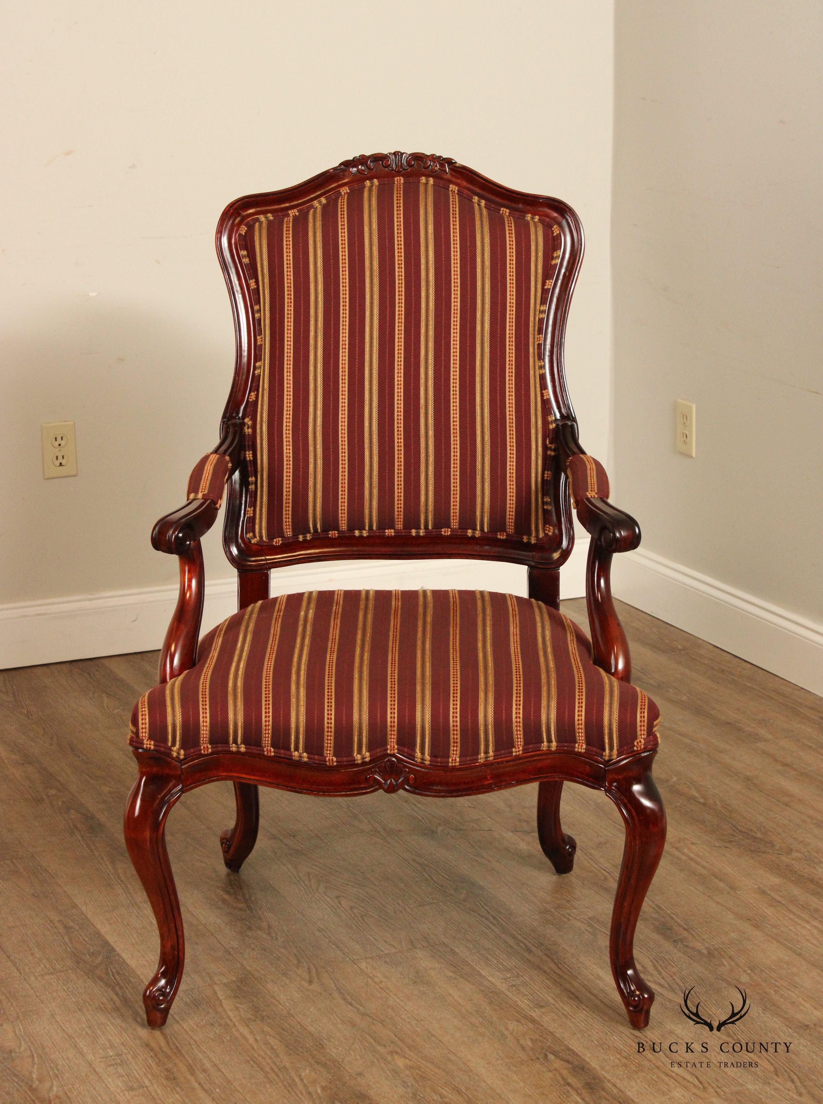 Fairfield French Louis XV Style Pair Fauteuil Armchairs