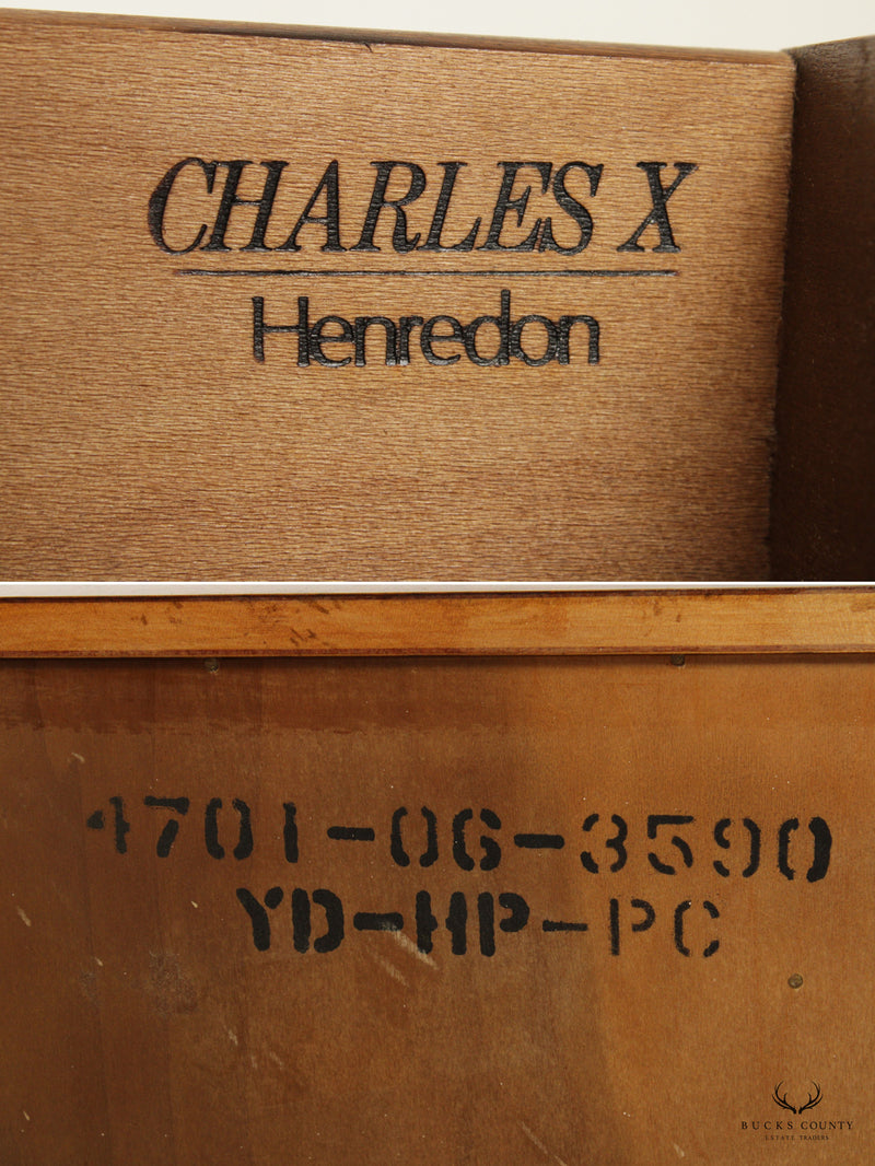 Henredon Charles X Pair Burl Wood Chest Nightstands