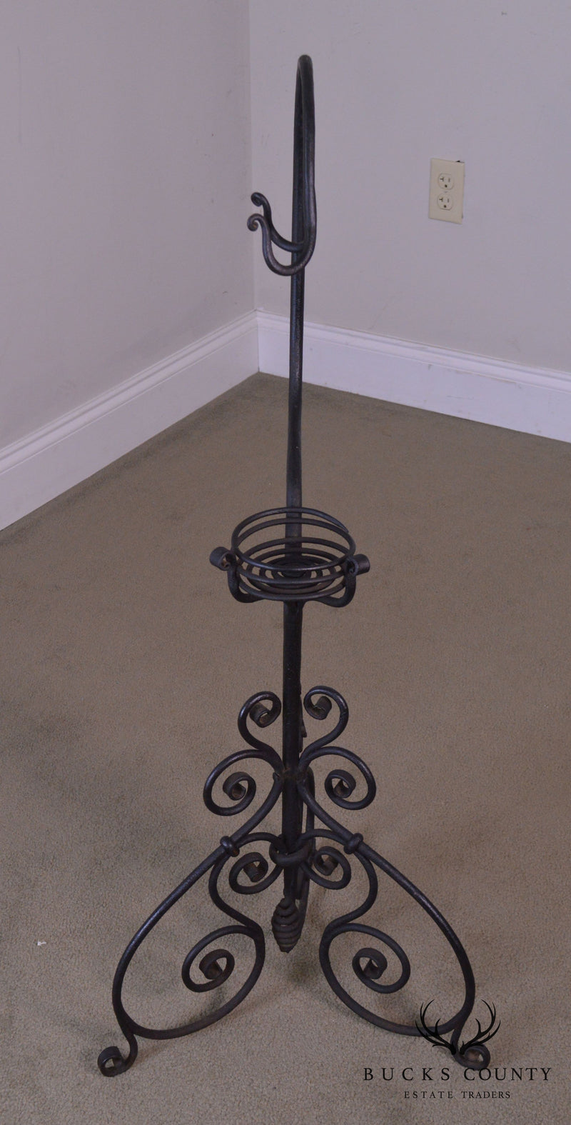 Antique Hand Wrought Iron Tea Kettle Stand
