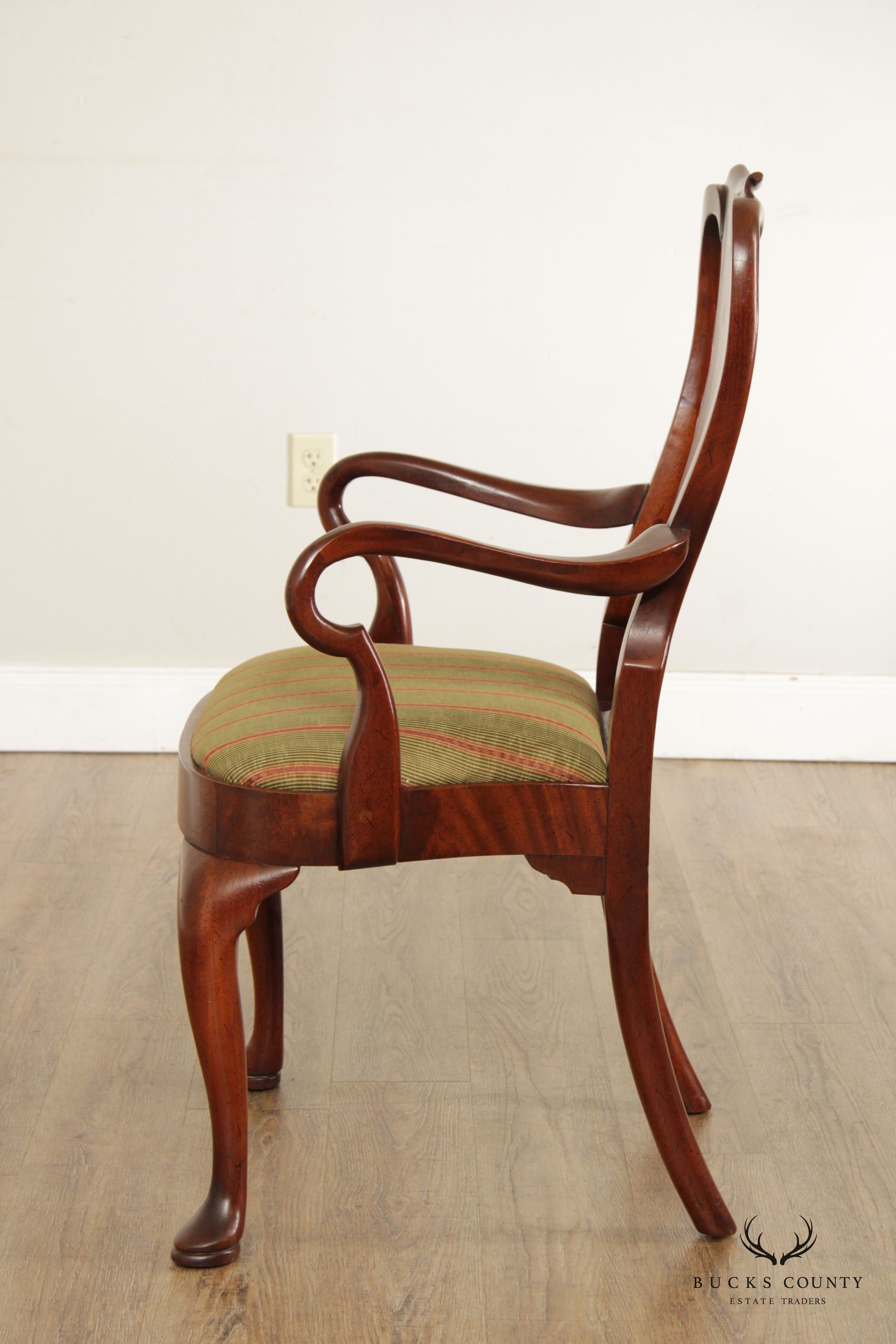 Hickory Chair Queen Anne Style Mahogany Shepard's Crook Armchair