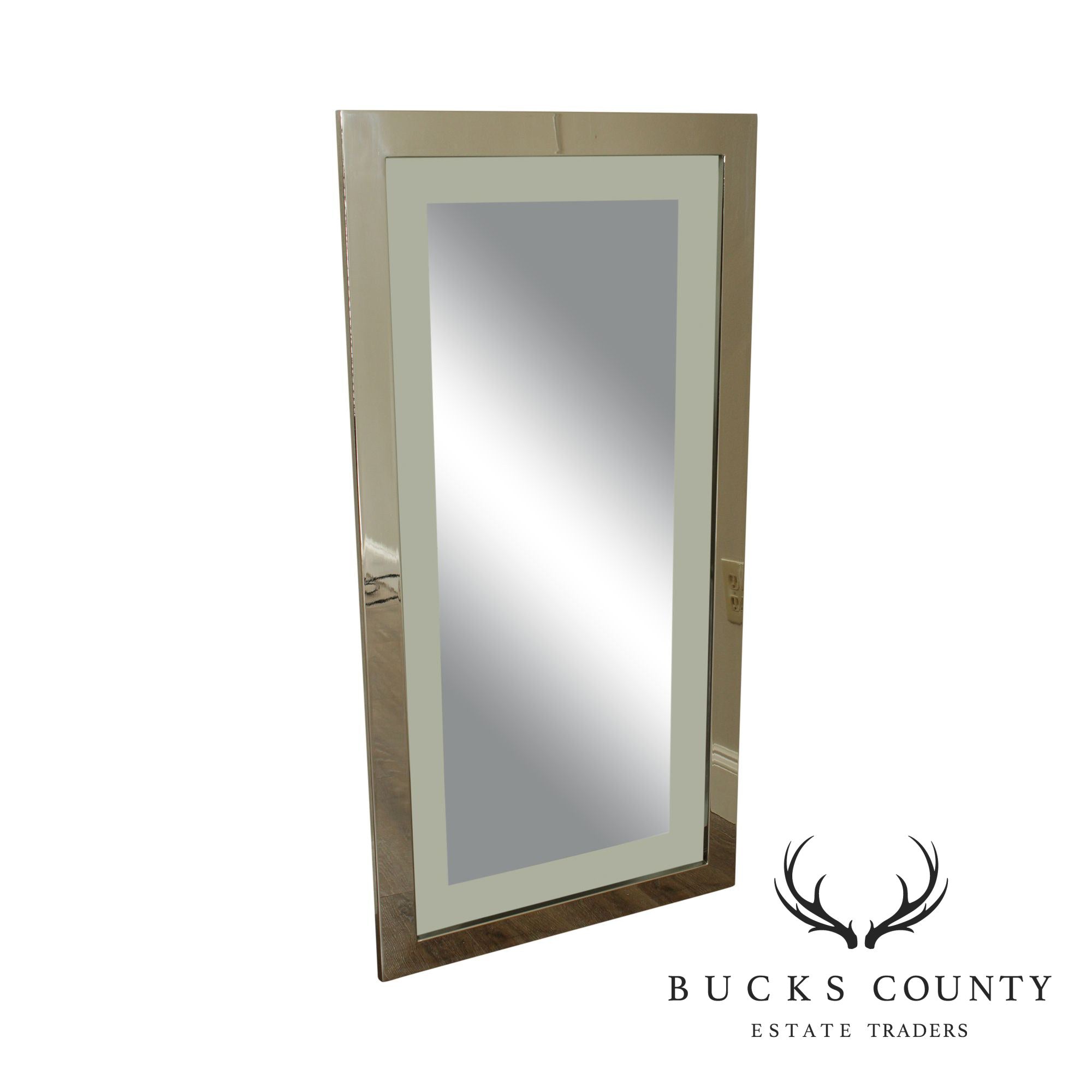 Mid Century "Floating" Mirror with 48" x 24" Chrome Frame