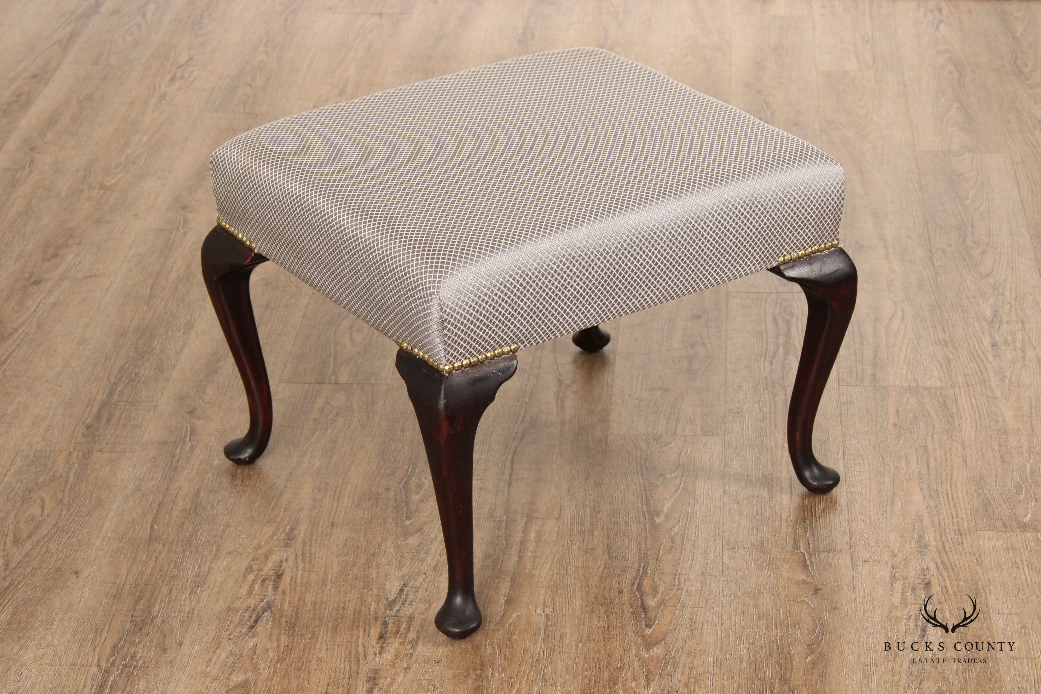 Queen Anne Style Custom Upholstered Foot Stool