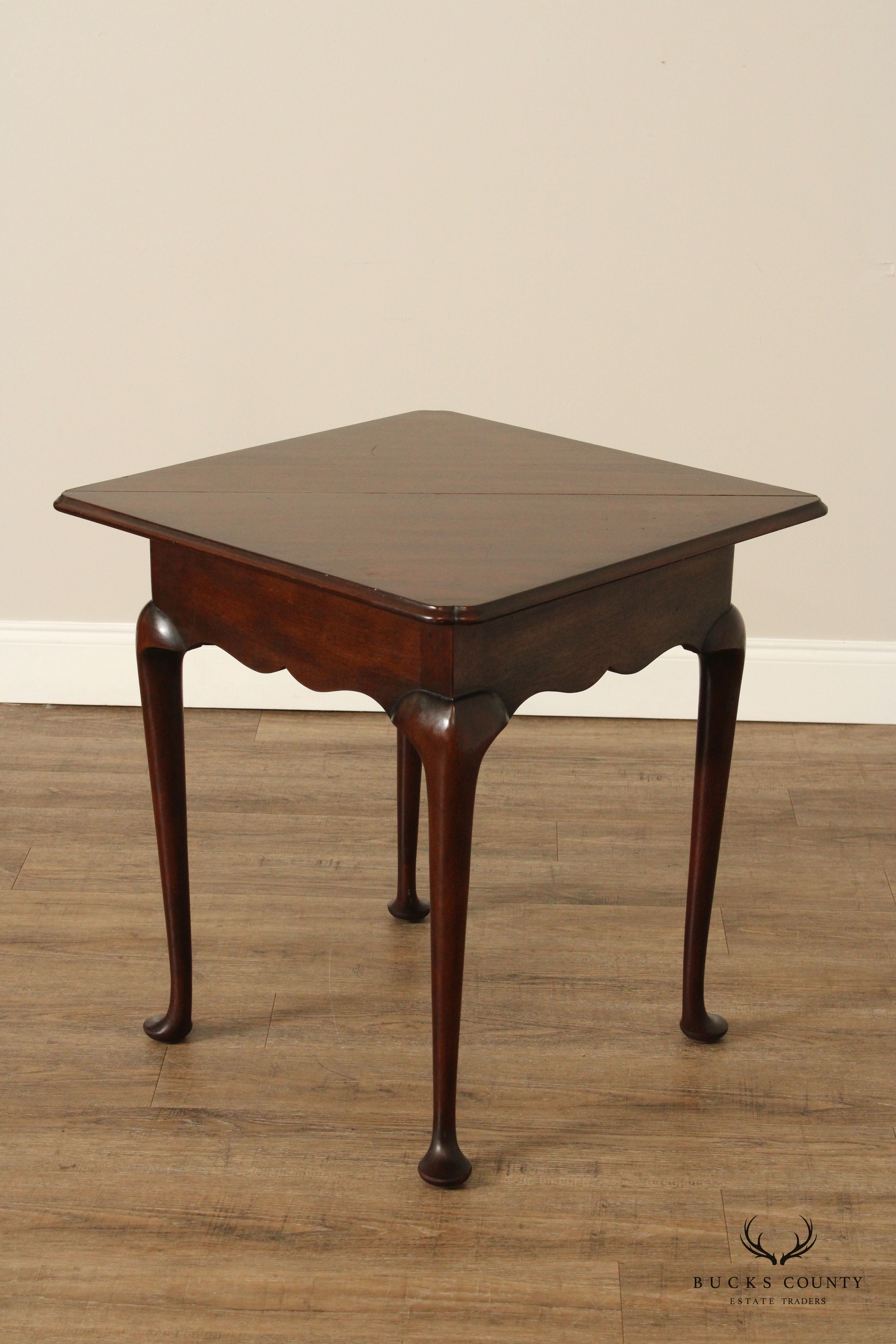 Kittinger Queen Anne Style Mahogany Folding Handkerchief Table