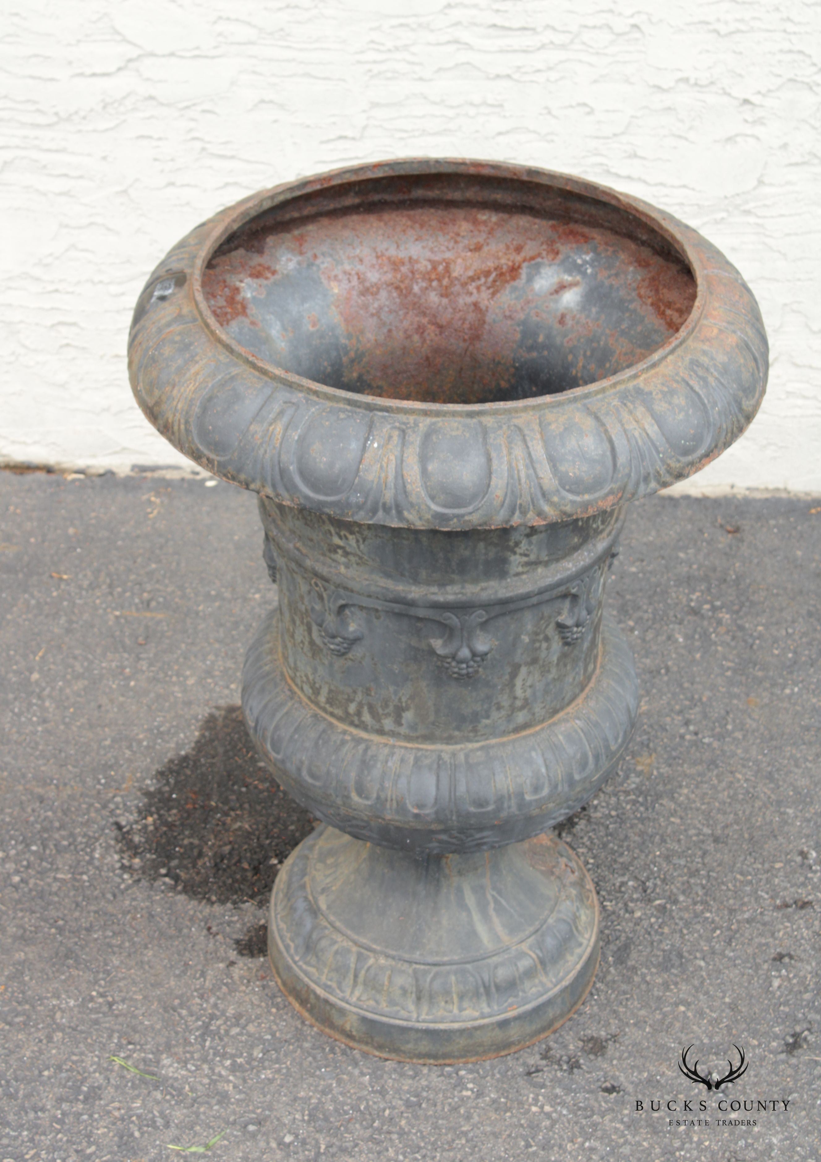 Vintage French Style Cast Iron Garden Urn Planter