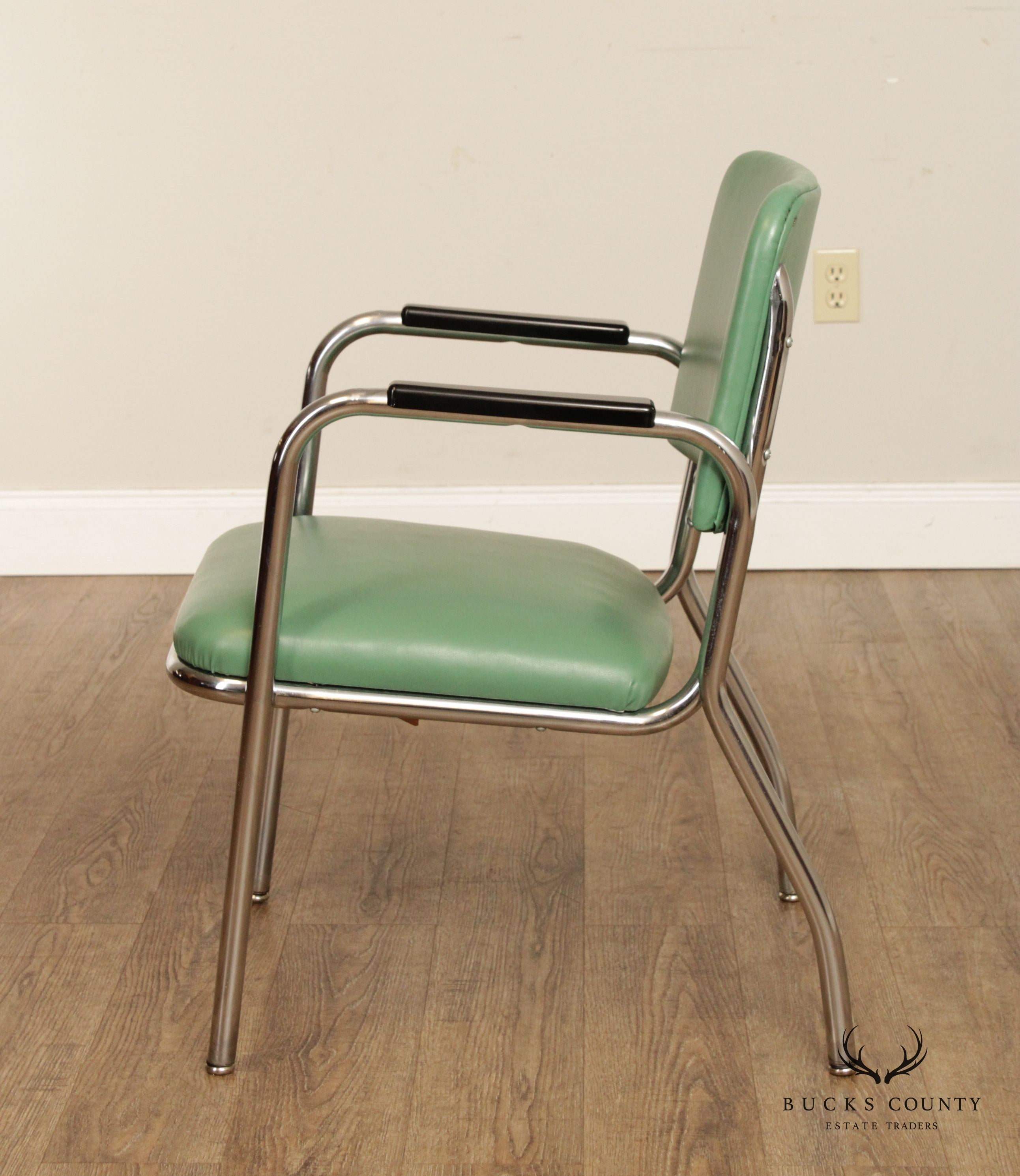 Mid Century Modern 1950s Chrome and Vinyl Armchair