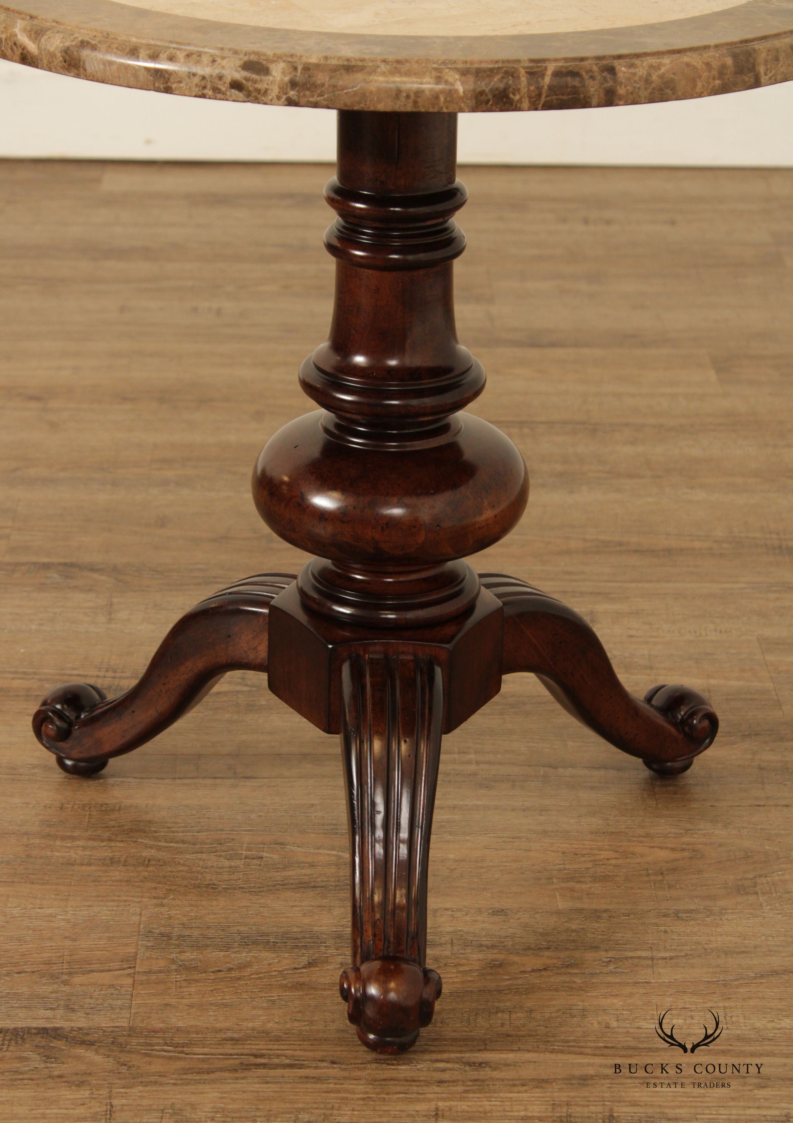 Italian Regency Style Marble Top Pedestal Side Table