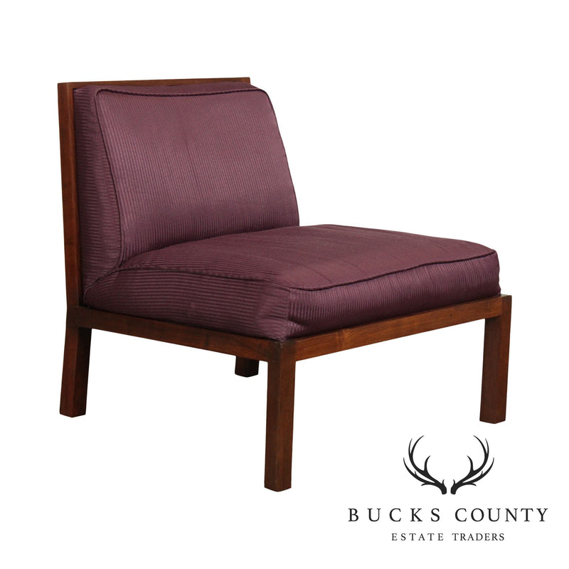 Baker Michael Taylor Mid Century Modern Walnut Slipper Chair