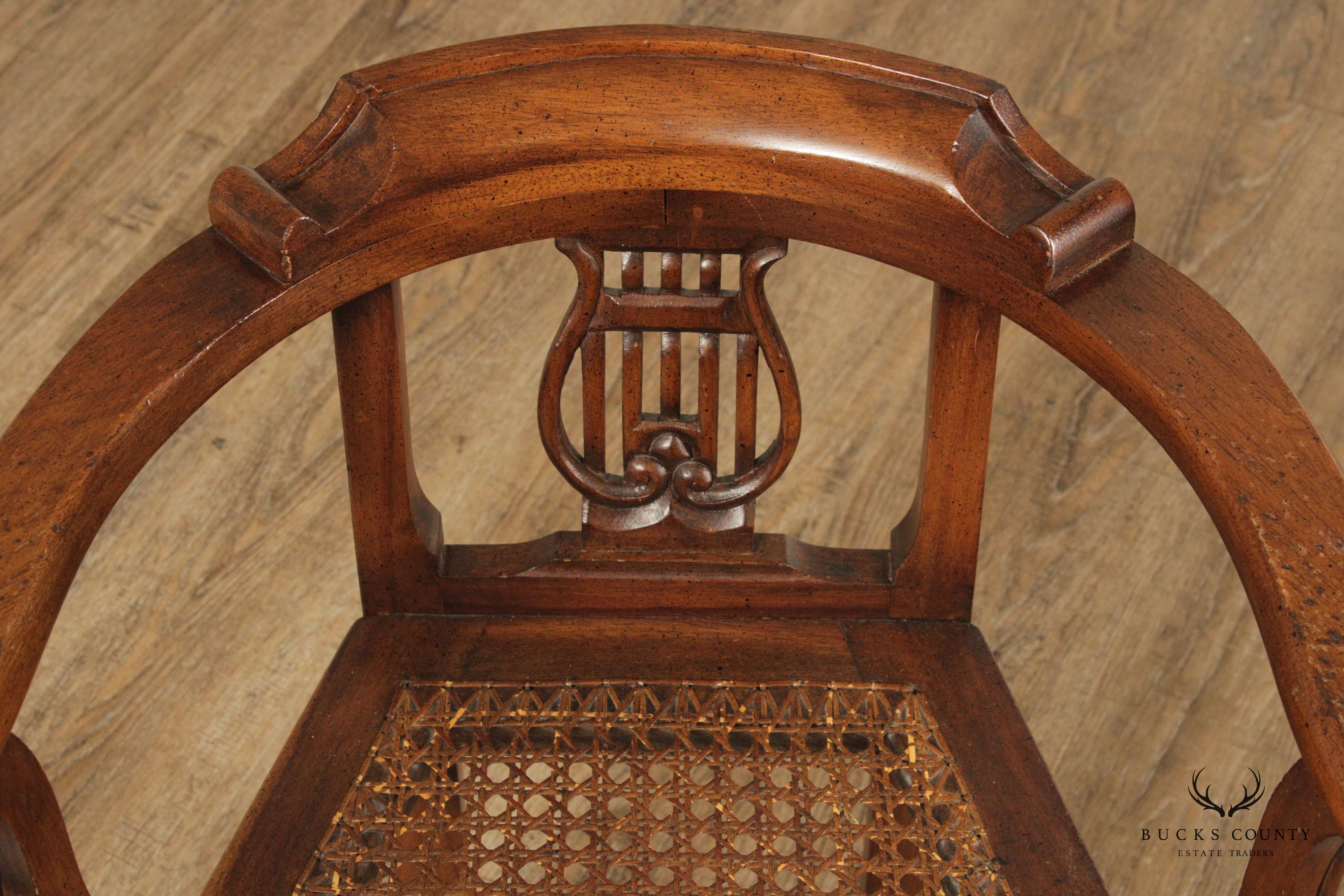 Anglo Indian Padauk Wood Cane Seat Armchair