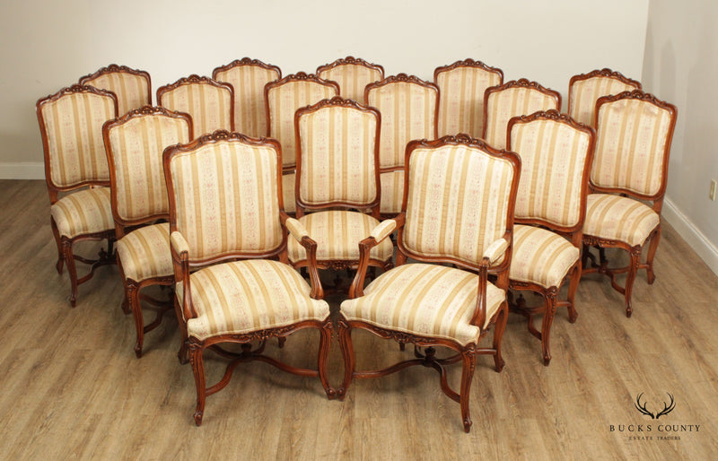 French Louis XV Style Set of 16 Carved Dining Chairs
