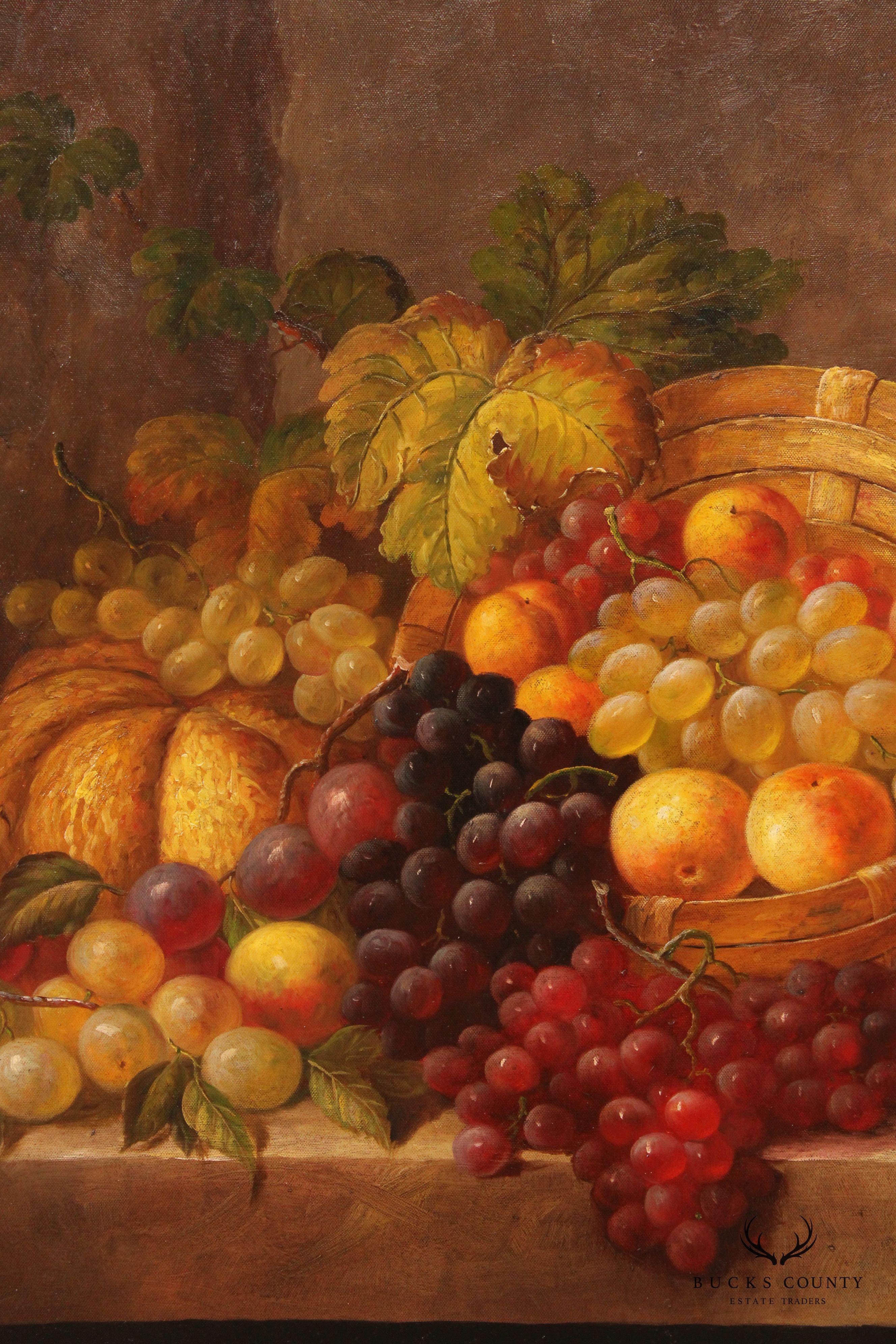 Baroque Style Fruit Still Life Original Oil Painting, Signed Bianchi