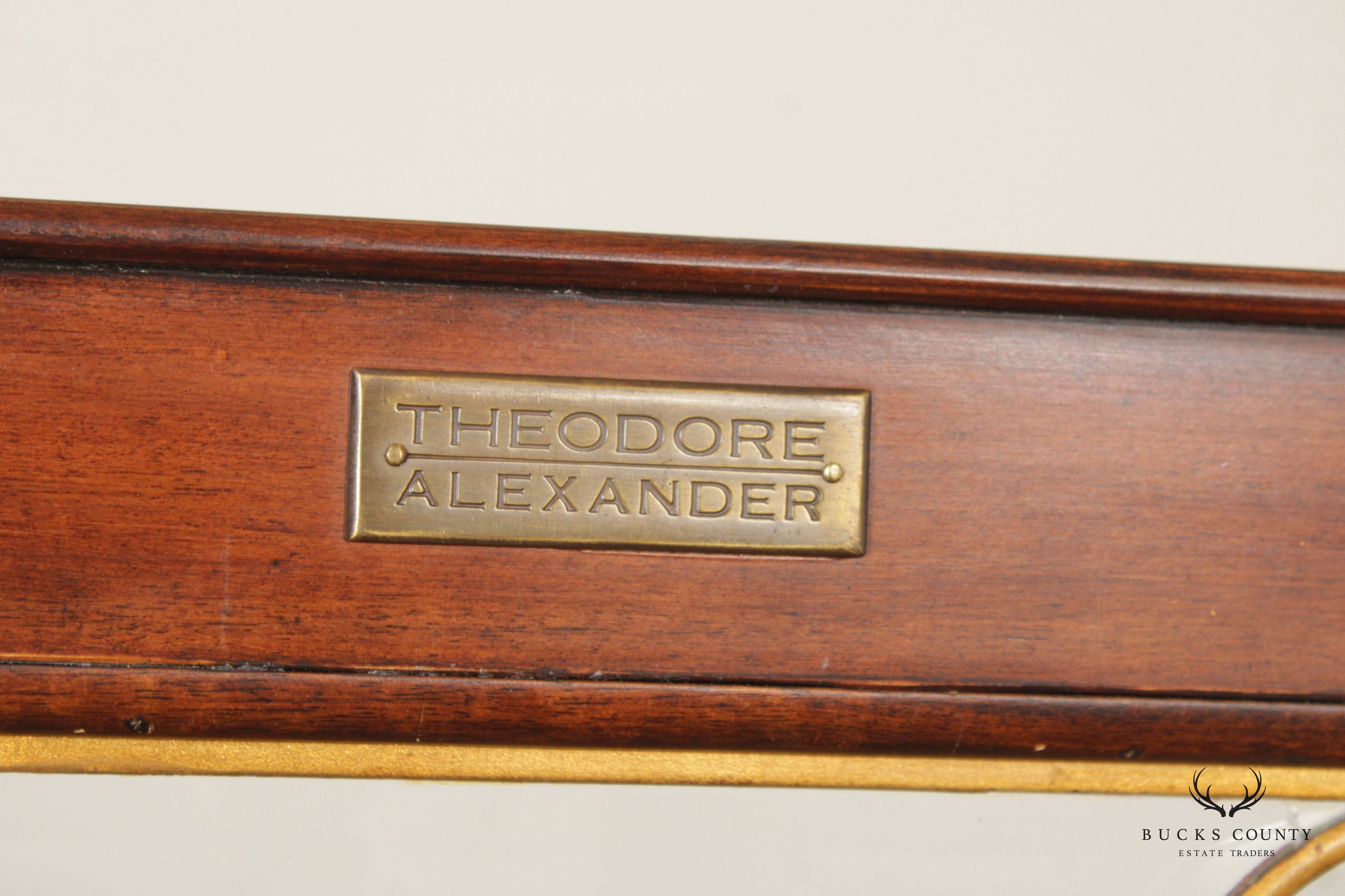 Theodore Alexander Mahogany and Glass Two Panel Room Divider