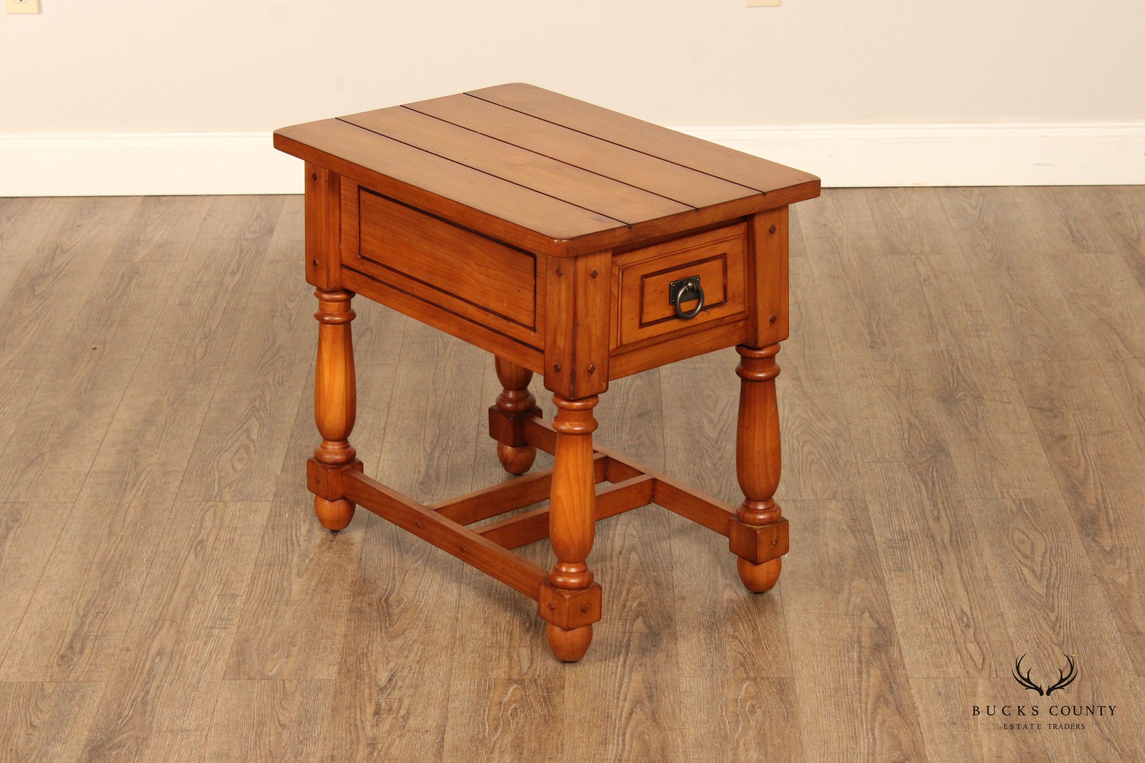 English Traditional Style Pine One-Drawer Side Table or Nightstand