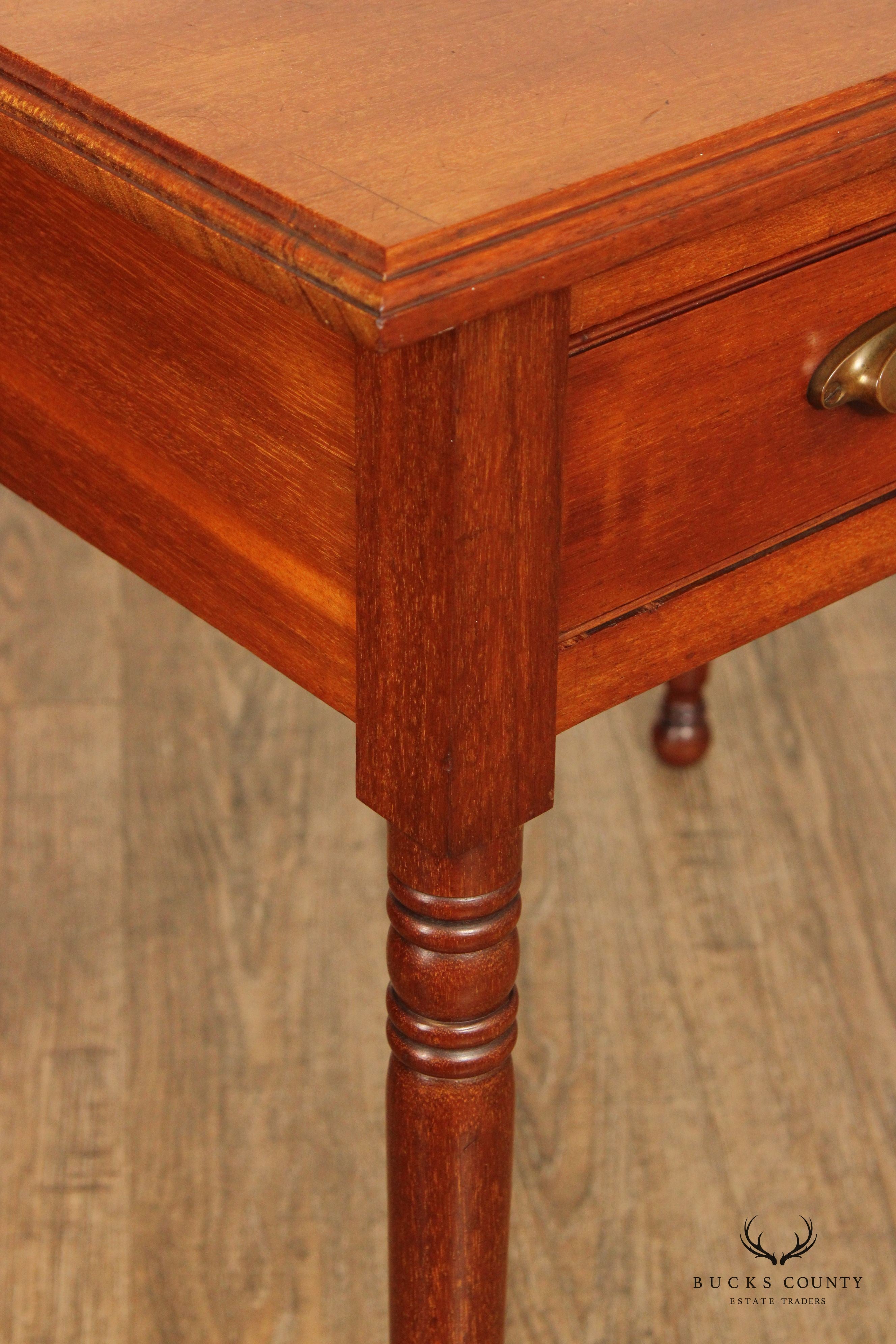 Sheraton Style Antique Mahogany  One-Drawer Writing or Side Table