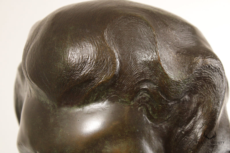 Vintage 1980s Bronze Female Bust by Cathy Hopkins