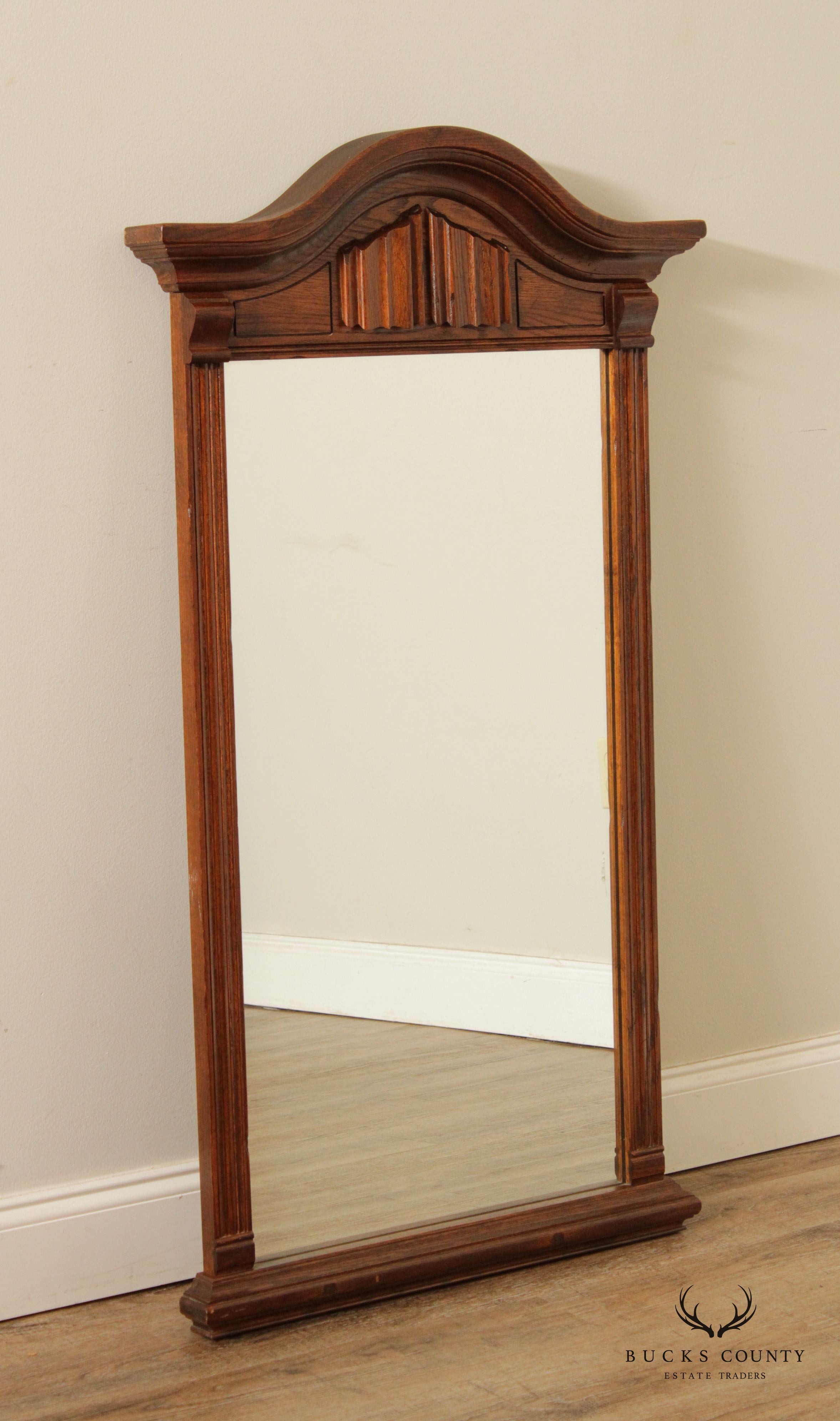 Ethan Allen Royal Charter Oak Vintage Jacobean Style Pair Wall Mirrors