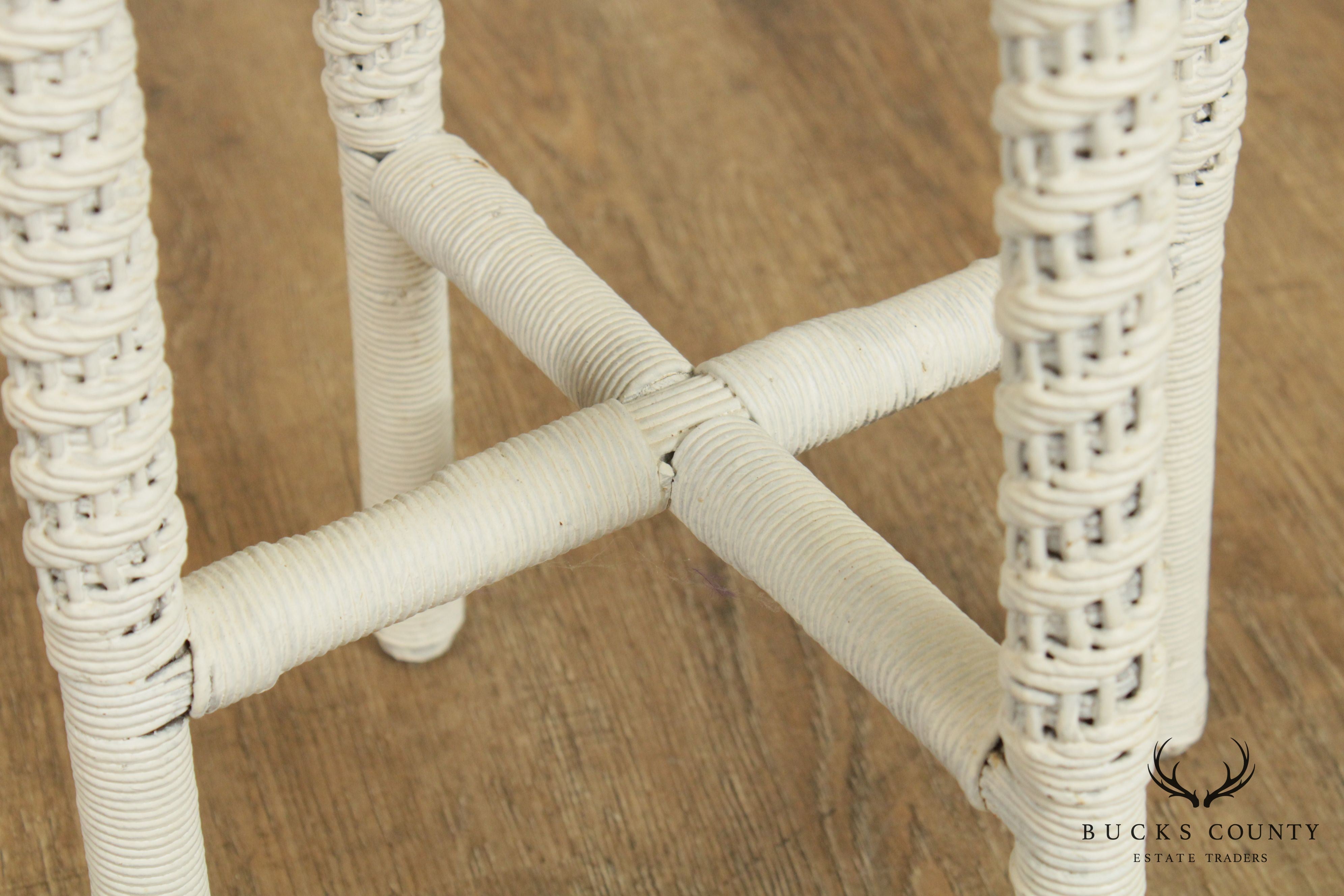 Vintage White Wicker Plant Stand