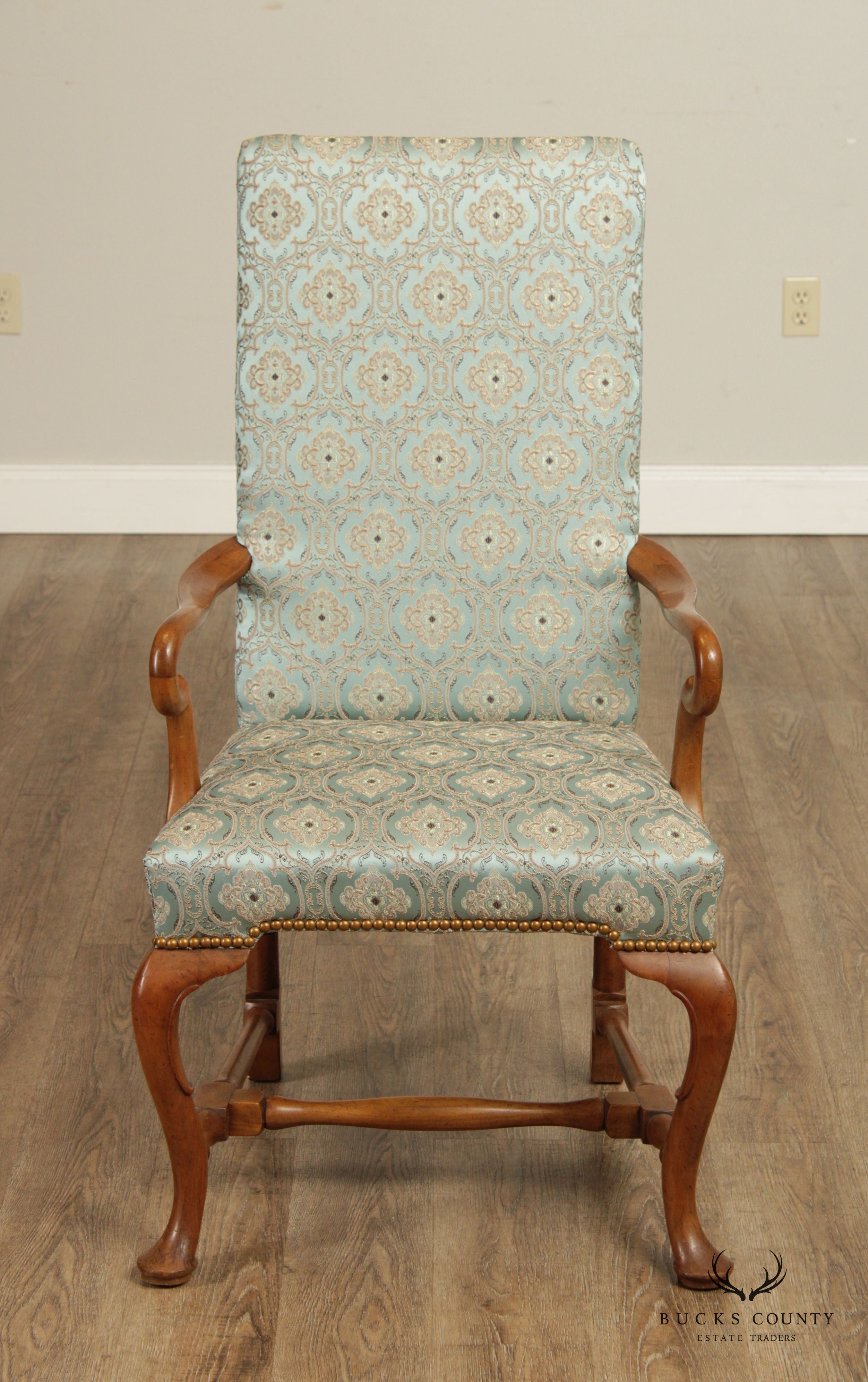 Baker Queen Anne Style Pair of Shepherd's Crook Armchairs