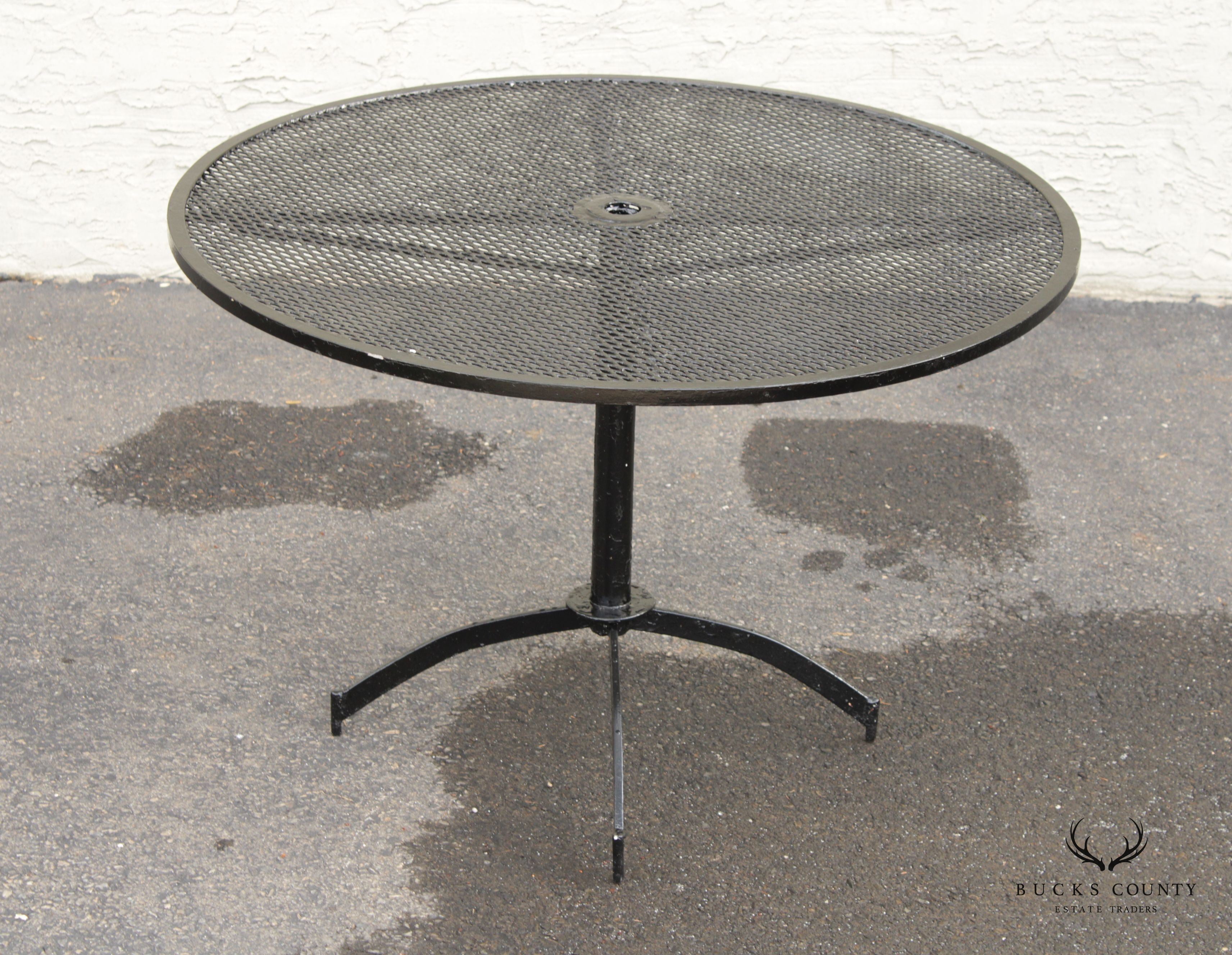 Salterini Mid Century Modern Wrought Iron Round Outdoor Dining Table