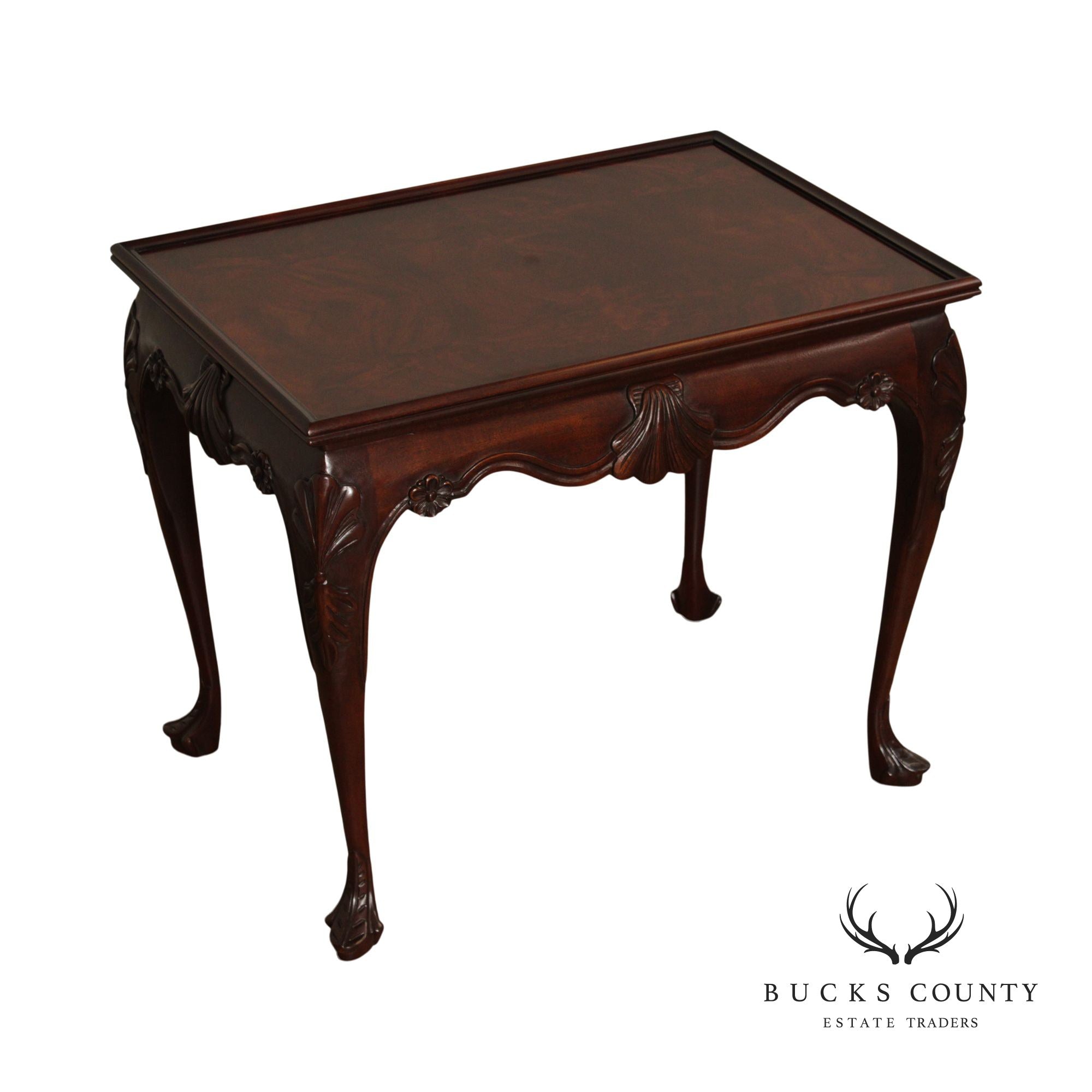 Baker Stately Homes Collection Irish Georgian Carved Mahogany Tea Table