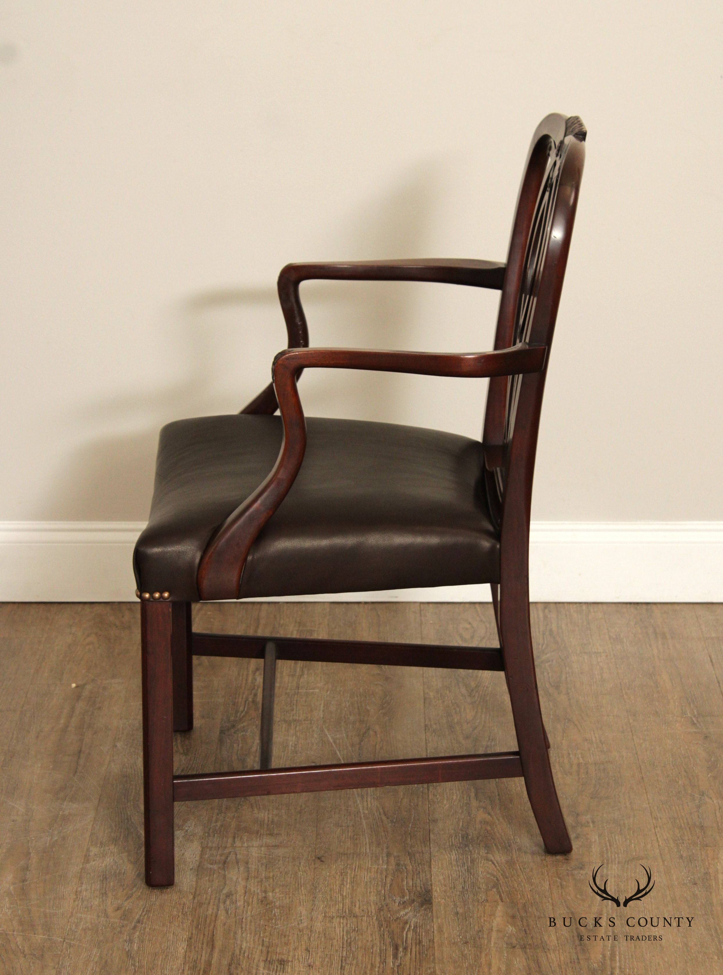 A.H. DAVENPORT CO. CHIPPENDALE STYLE CUSTOM MAHOGANY PAIR OF ARMCHAIRS