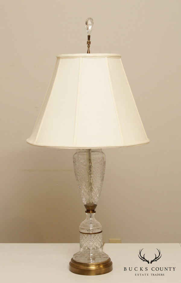 Vintage Etched Glass Lamp with Shade