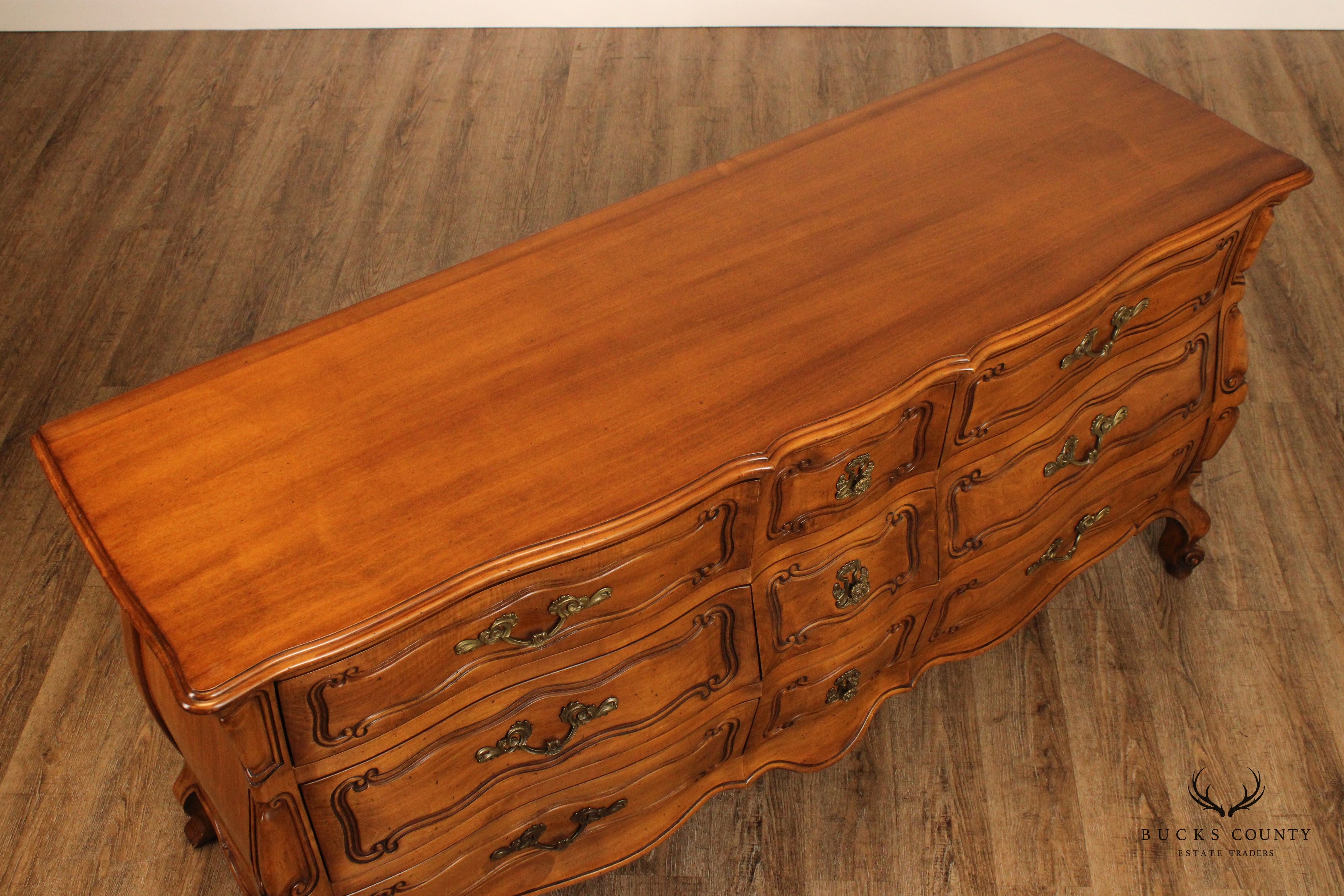 French Louis XV Style Vintage Bombe Triple Dresser