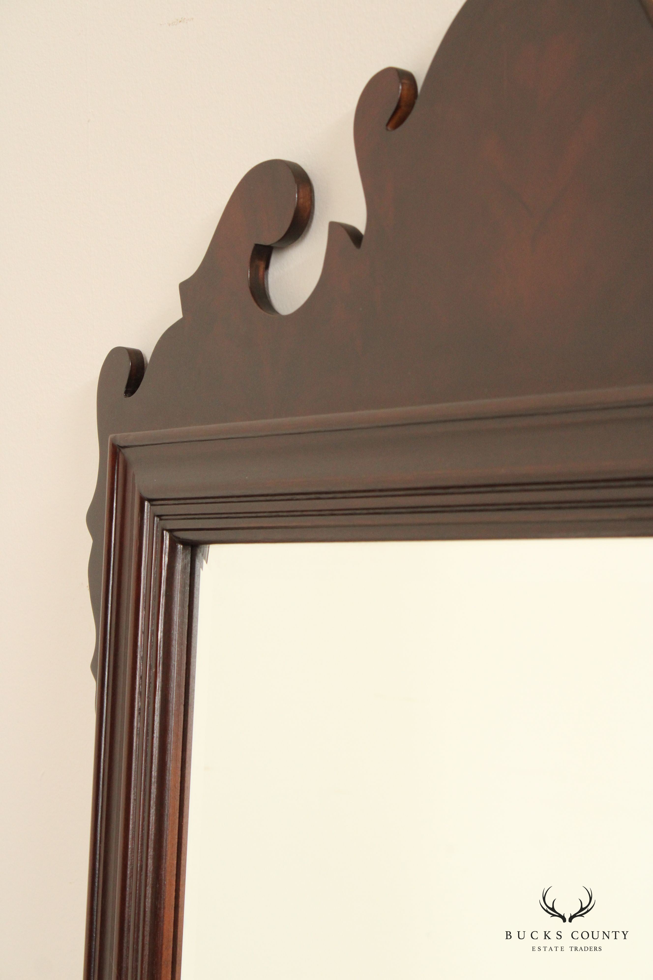 Councill Craftsmen Chippendale Style Mahogany Beveled Wall Mirror