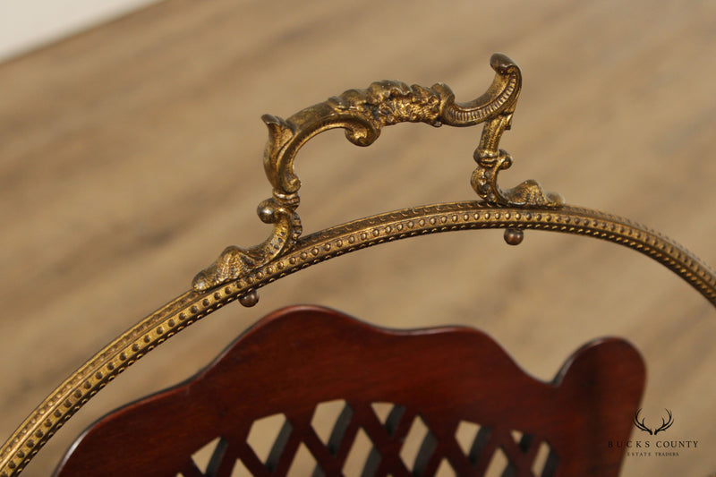Antique French Louis XIV Style Mahogany Revolving Magazine Stand