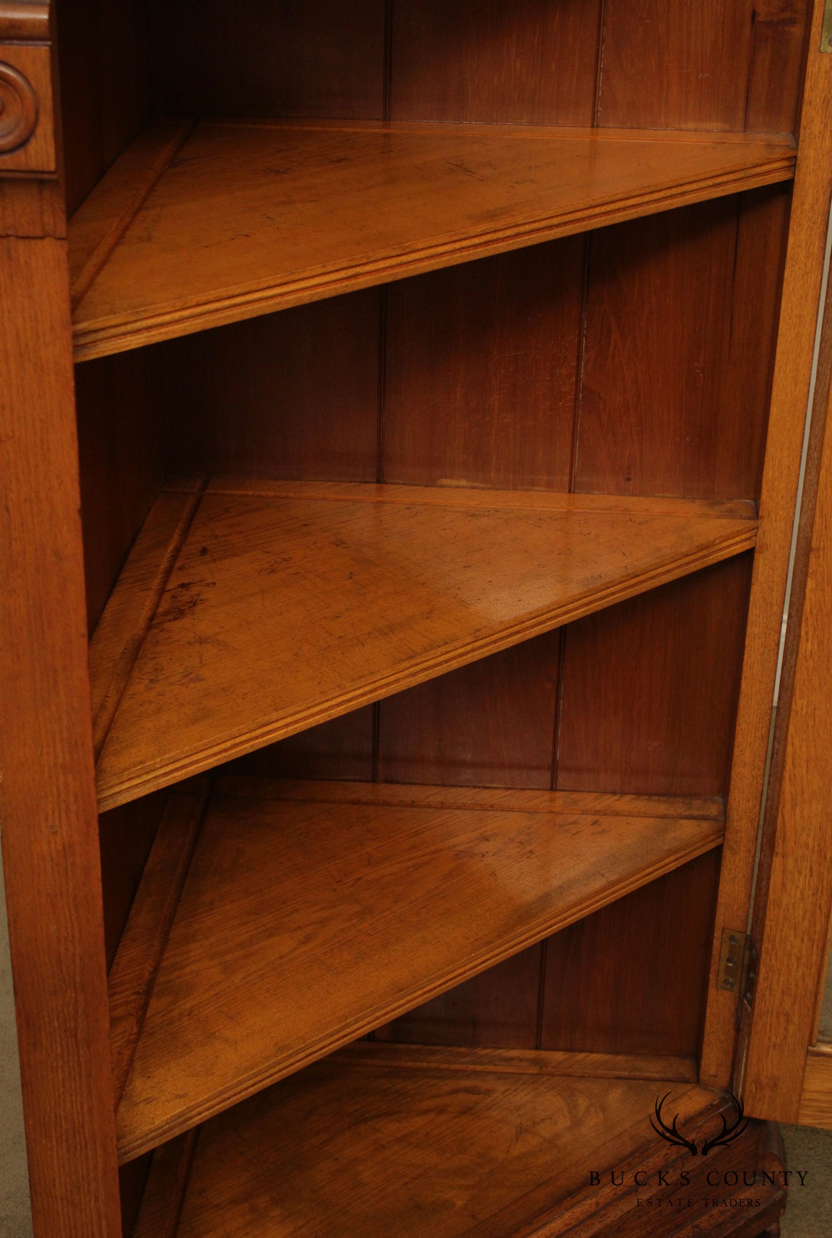 Antique Victorian Oak Corner Cabinet