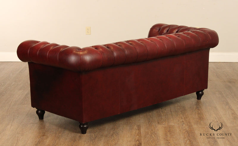 English Tufted Leather Chesterfield Sofa