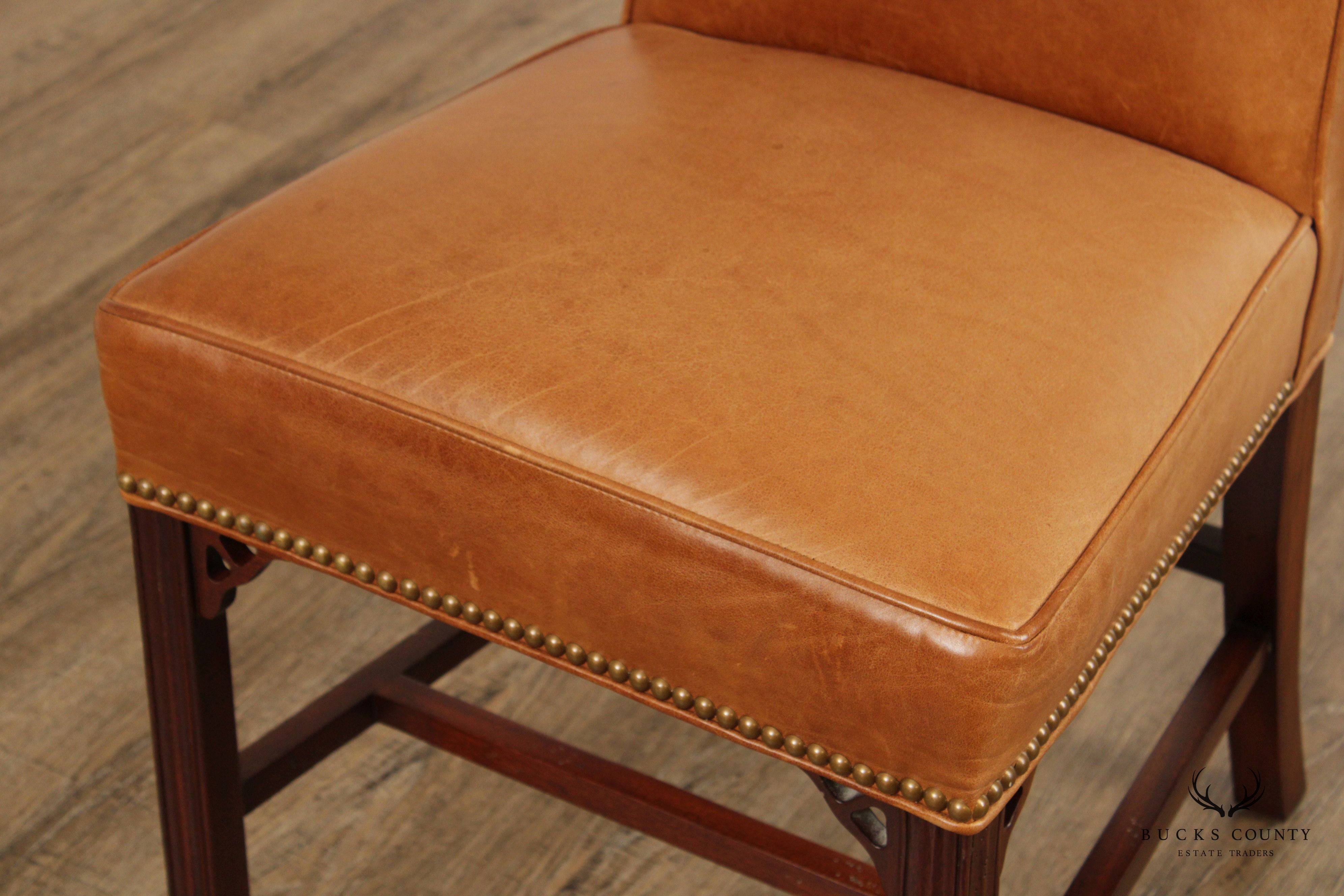 Hancock & Moore Chippendale Style Leather Side Chair