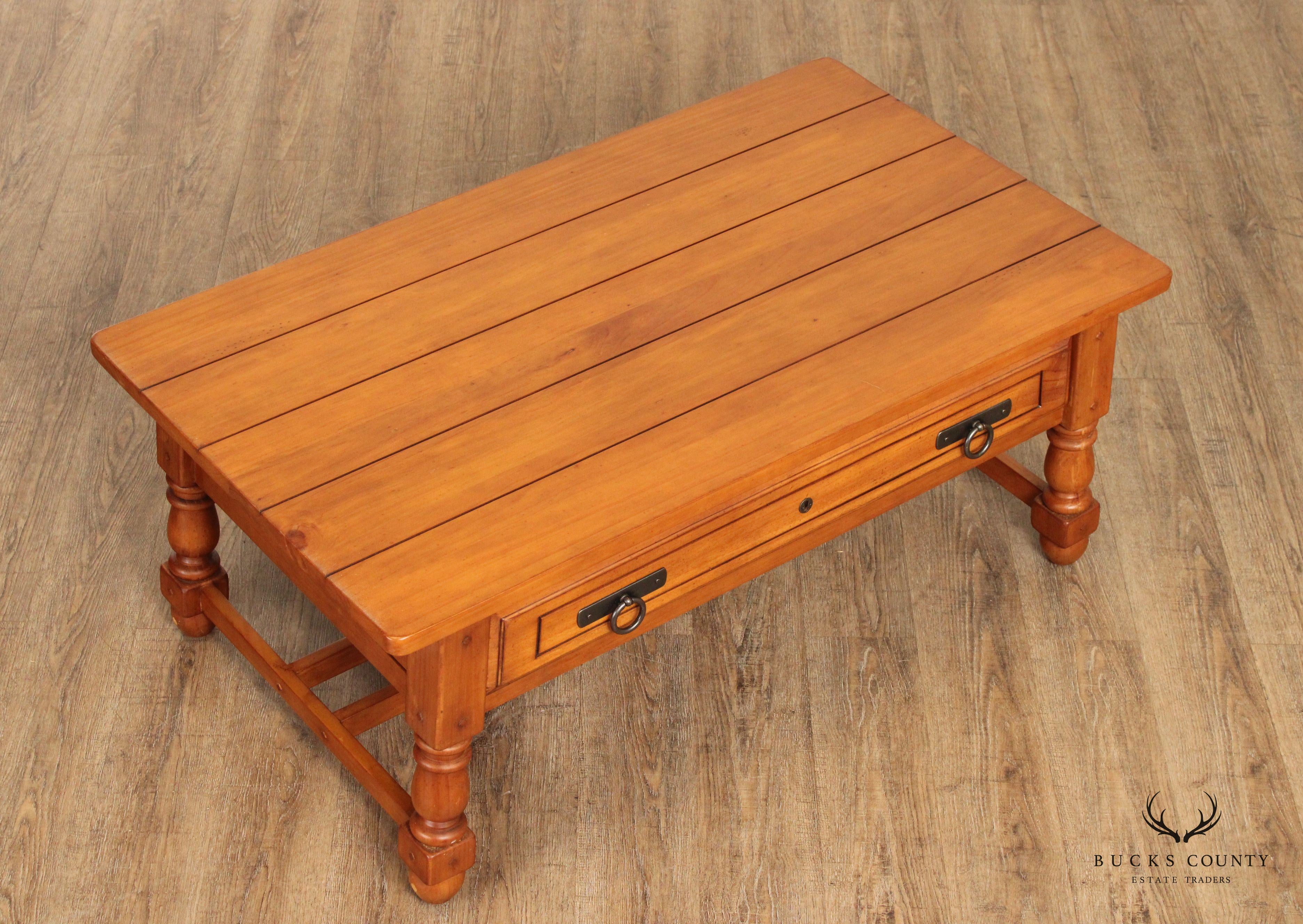 English Traditional Style Pine One-Drawer Coffee Table