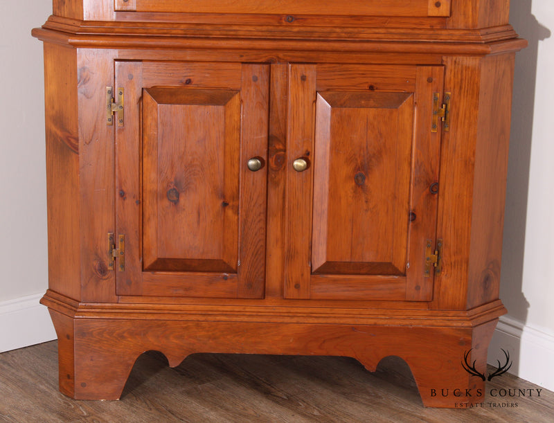 Country Pine Hand Crafted 2 Piece Corner Cabinet