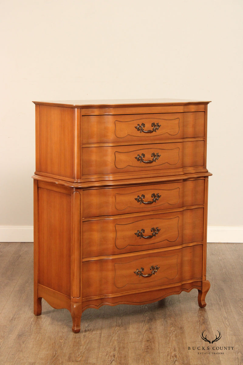 Vintage French Provincial Style Cherry Tall Chest of Drawers