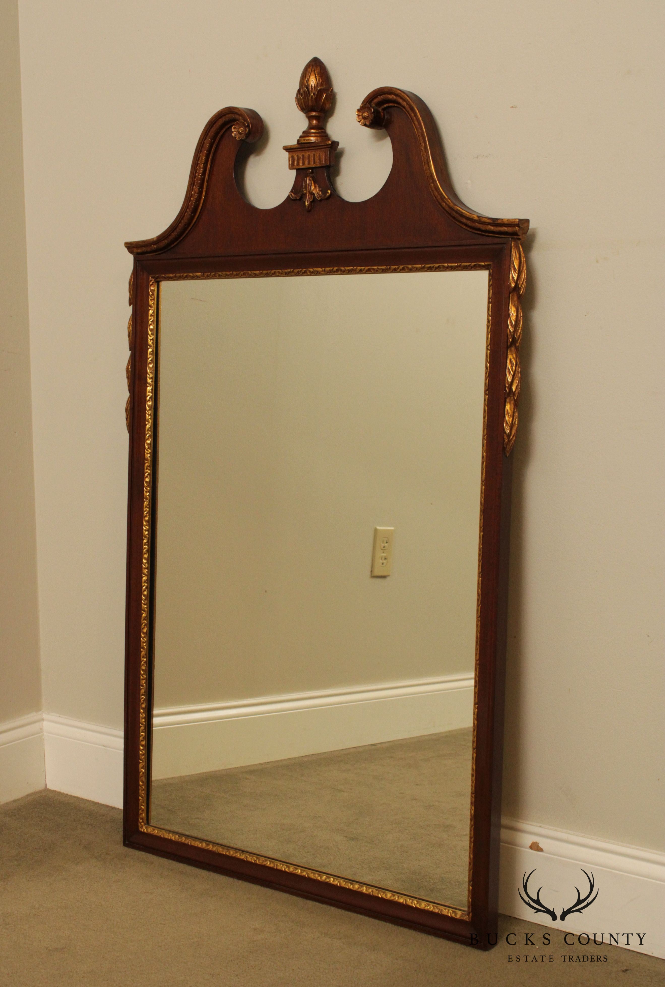 Friedman Brothers Vintage Georgian Style Mahogany, Partial Gilt Wall Mirror #5488