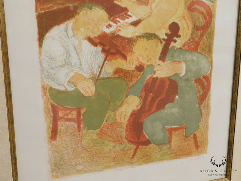 Musicians Trio Original Lithograph Print