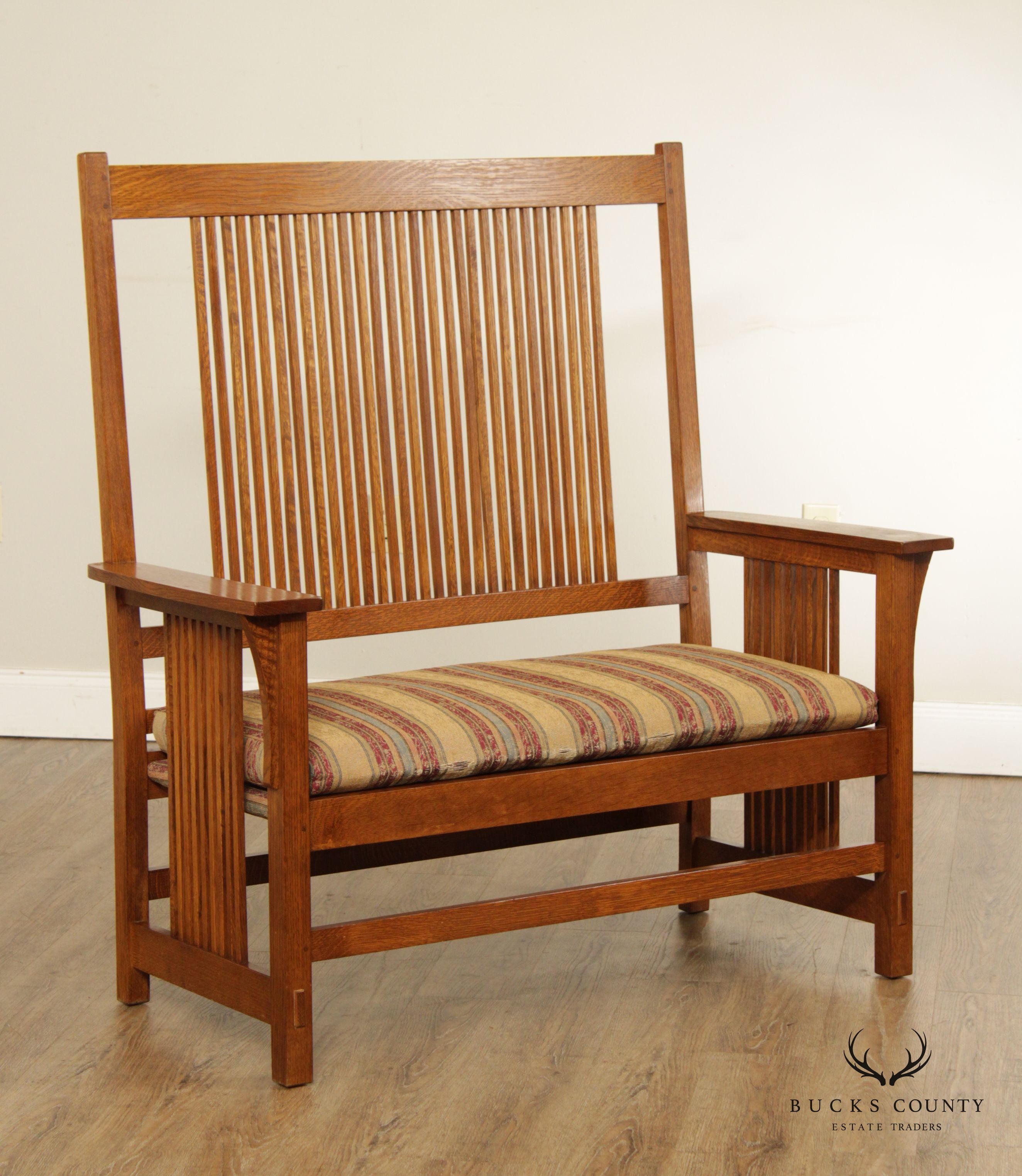 Stickley Mission Collection Oak Spindle Settee