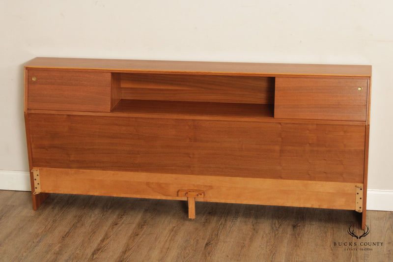 R Way Mid Century Modern Walnut King Storage Headboard