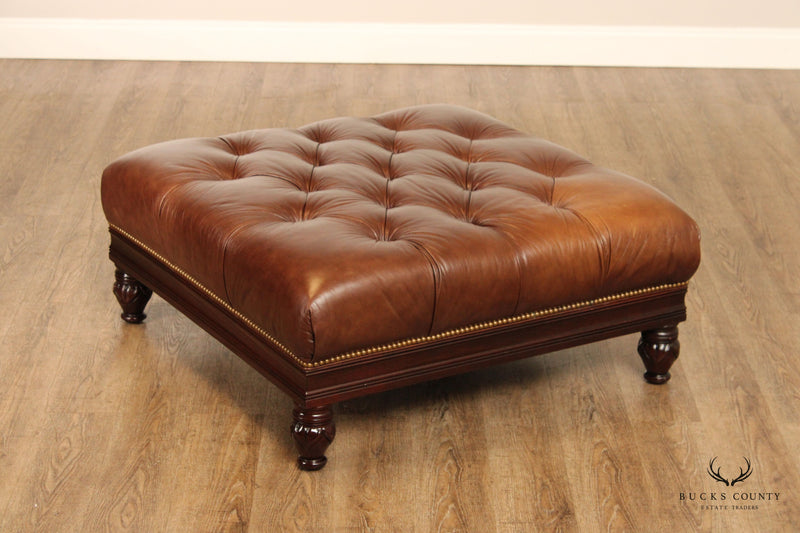 Hancock & Moore Tufted Brown Leather Ottoman