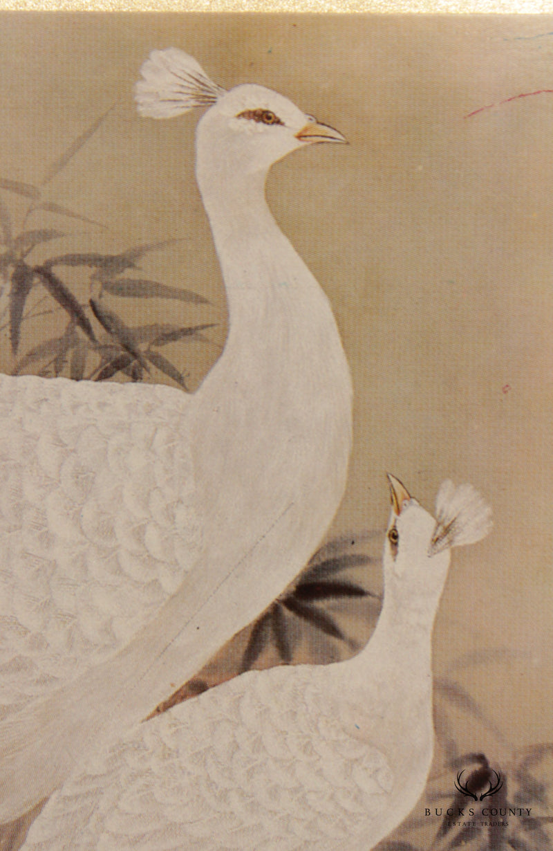 Chinese 20th C. White 'Peacocks' Limited Edition Print, by Hung Chu Lee