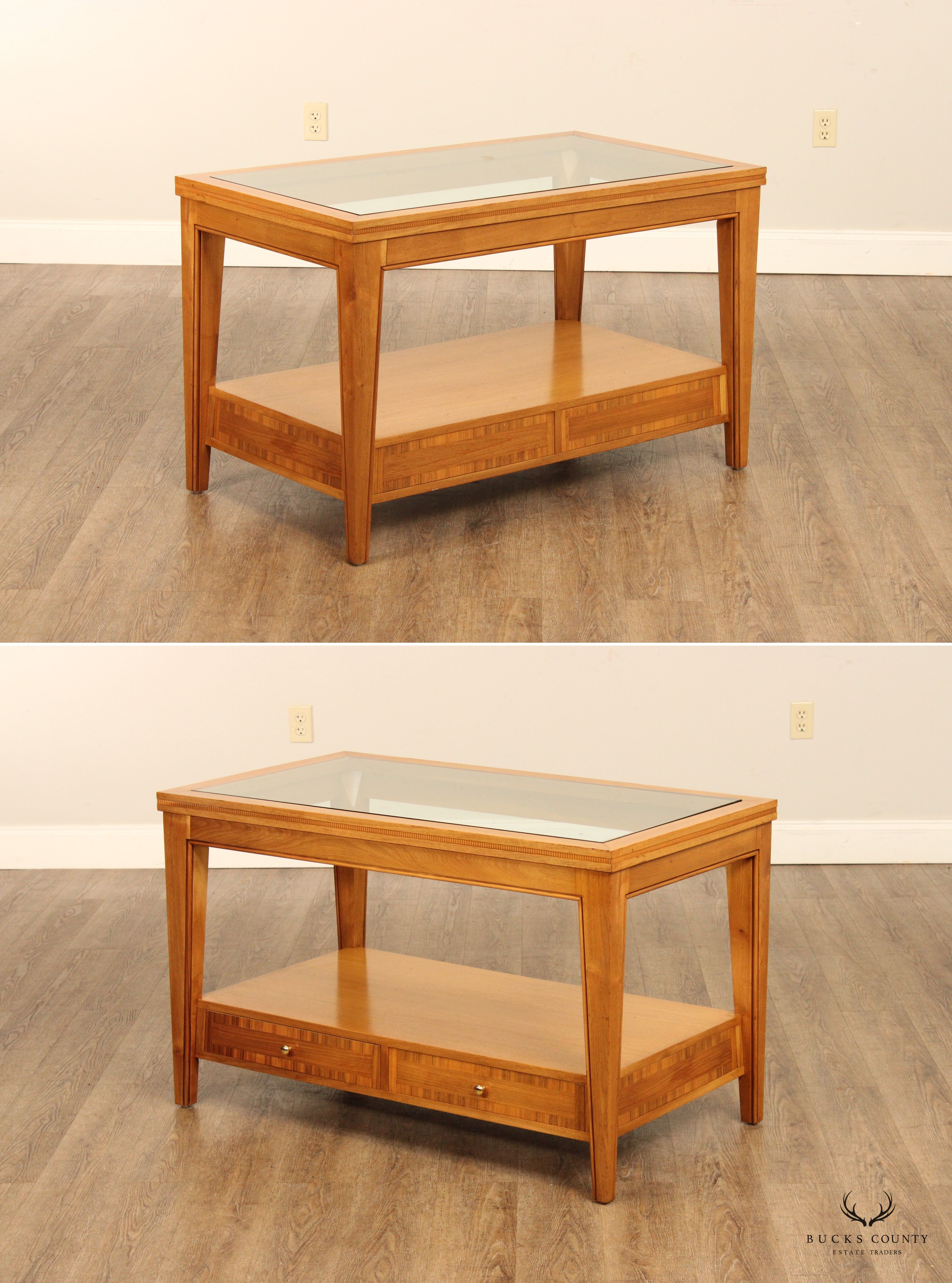 Transitional Two-Tier Glass Top Tall Coffee Table