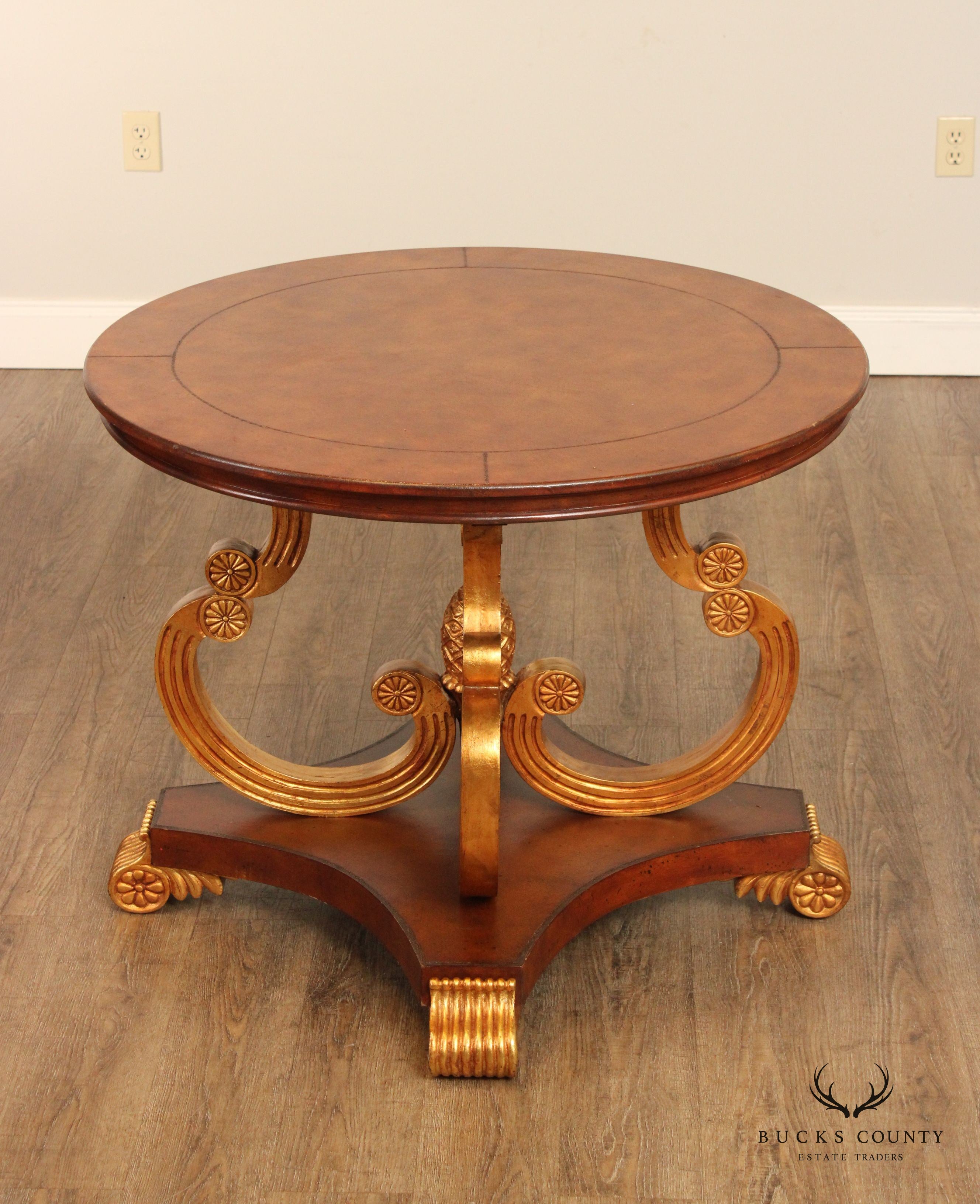 Empire Style Partial Gilt Pedestal Center Table