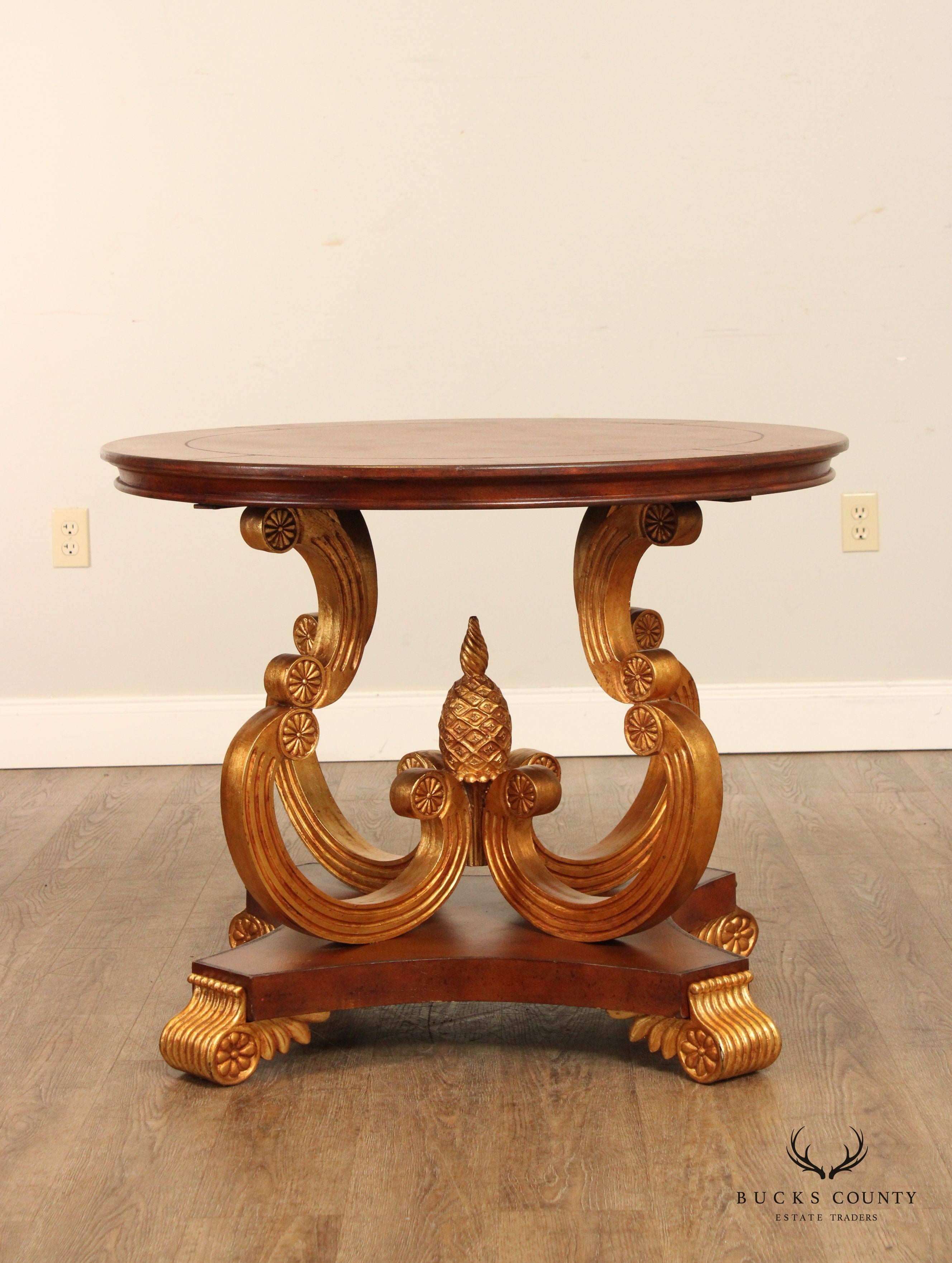 Empire Style Partial Gilt Pedestal Center Table